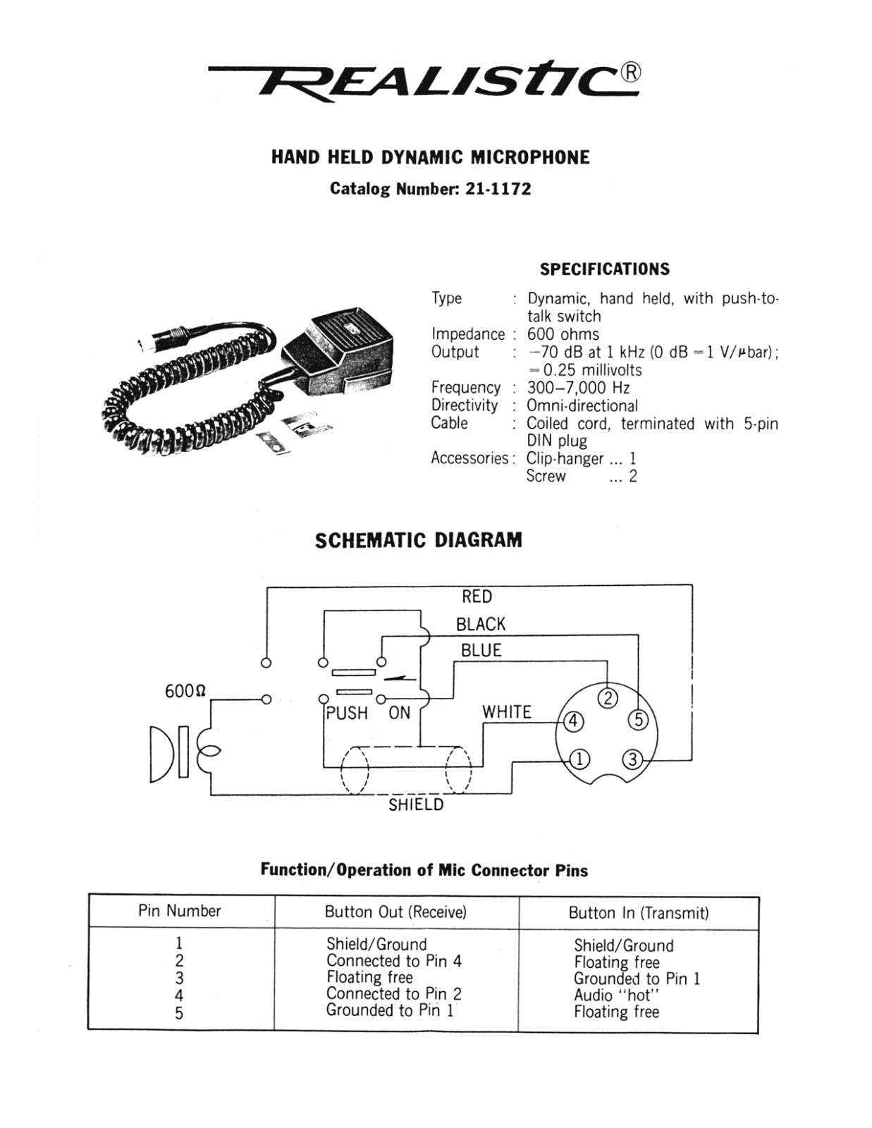 Realistic   RadioShack 22-1172 Owner Manual