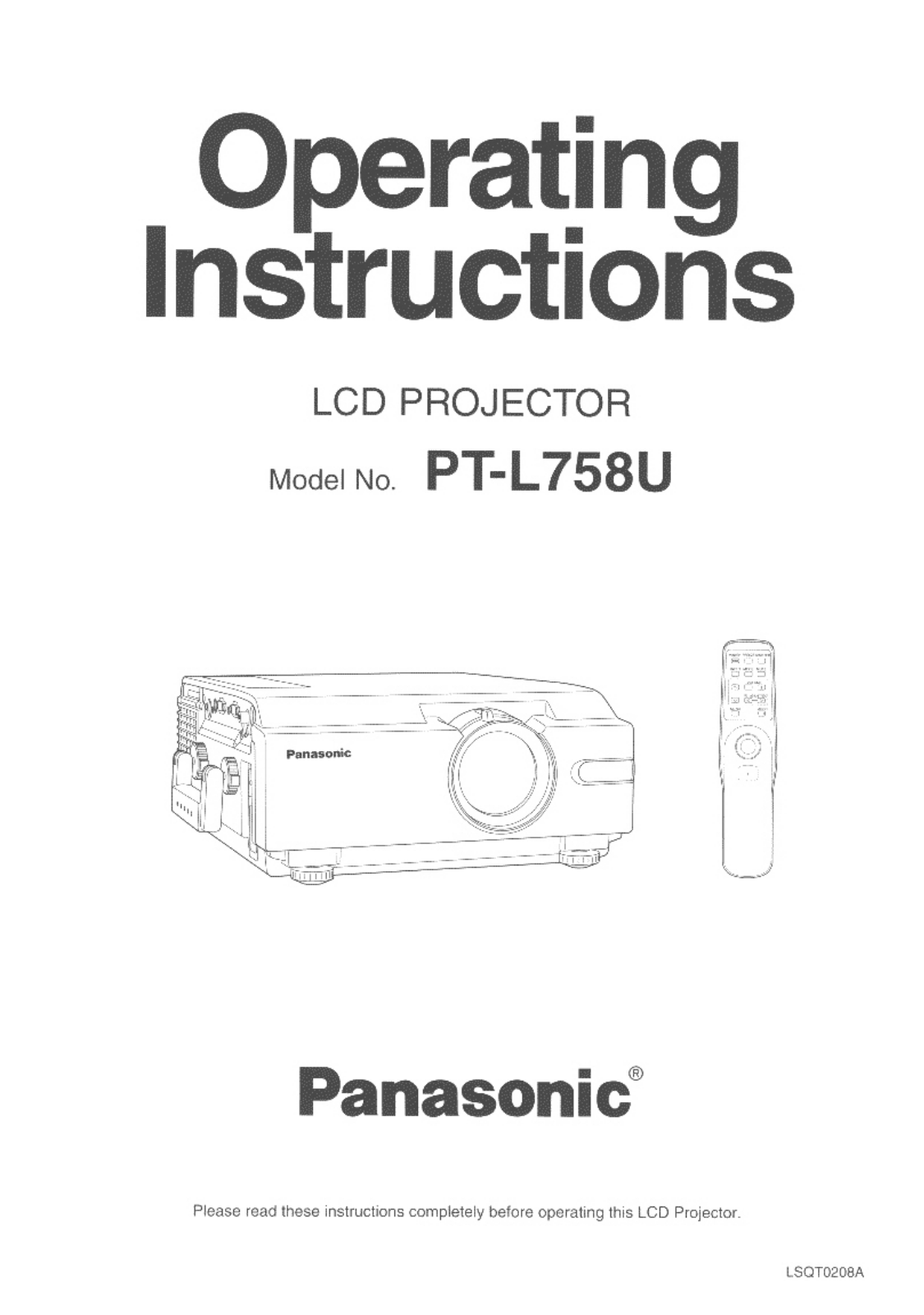 Panasonic PTL758U User Manual