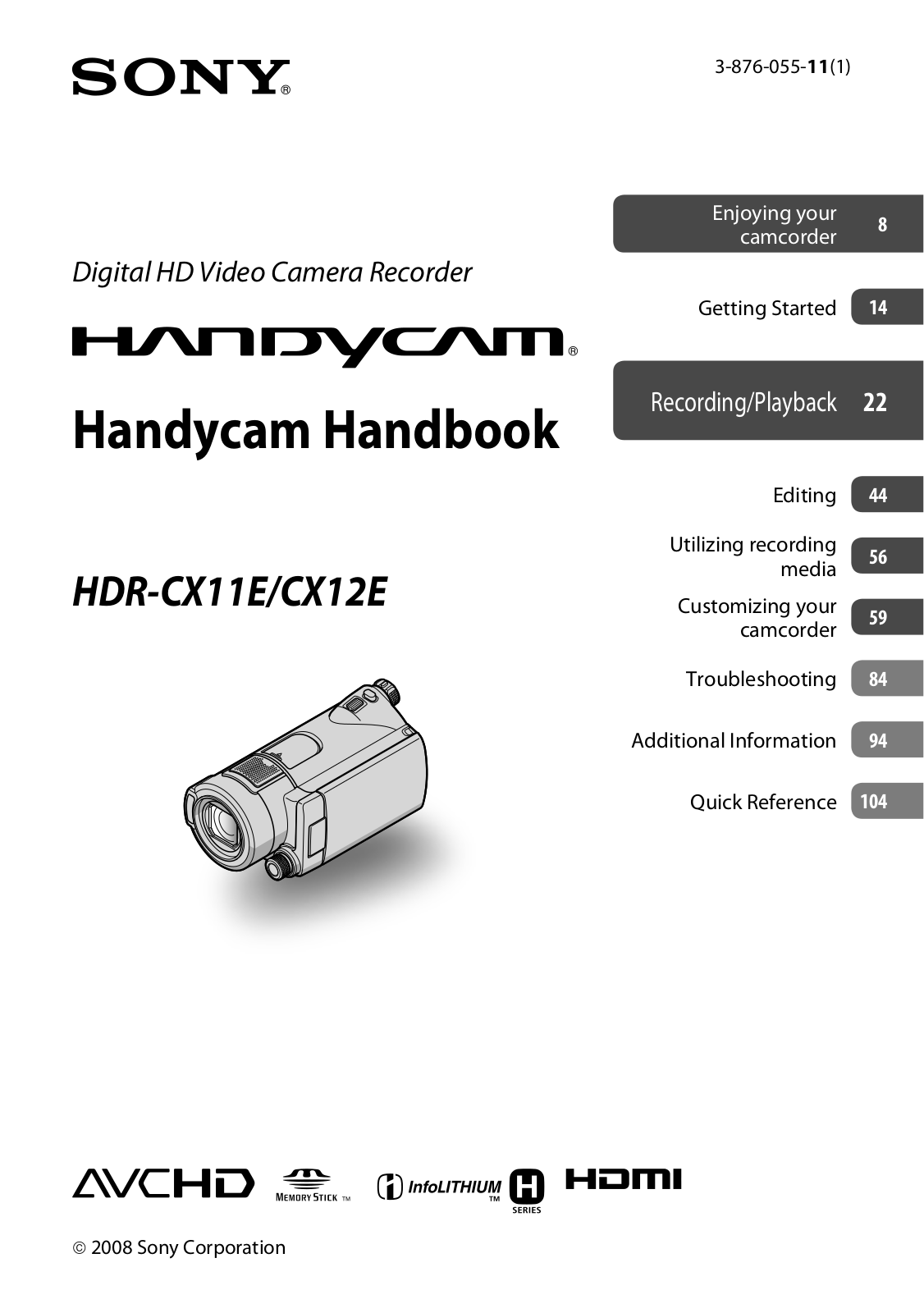 Sony HDR-CX12E User Manual