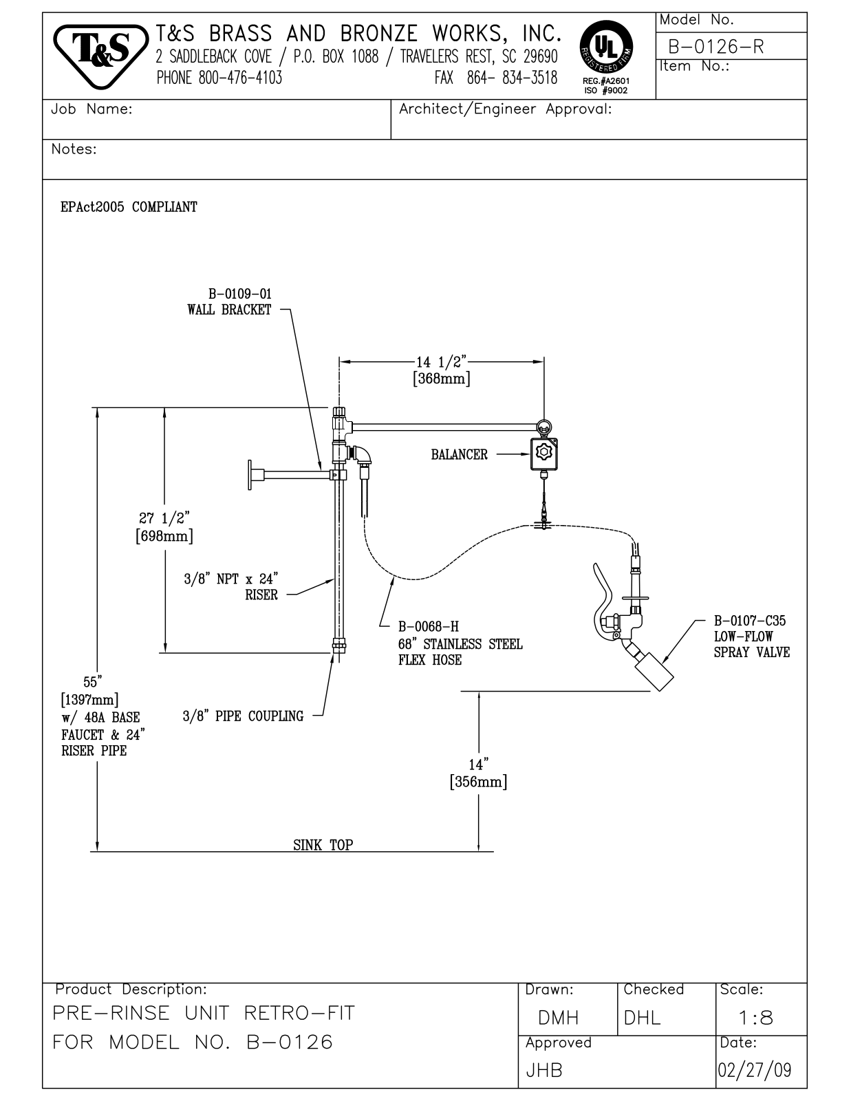 T&S Brass B-0126-R User Manual