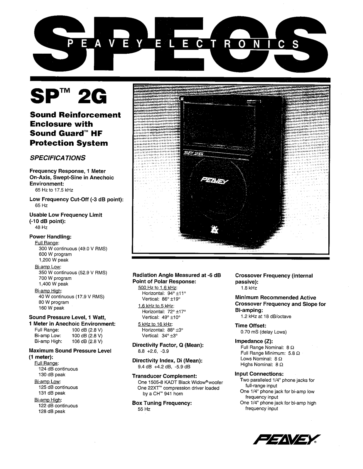 Peavey SP 2G User Manual