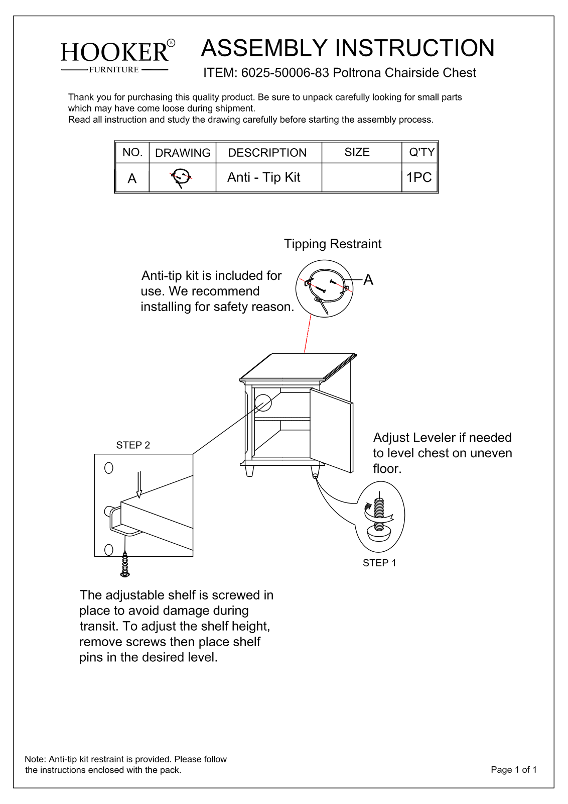 Hooker 6025-50006-83 Assembly Instructions