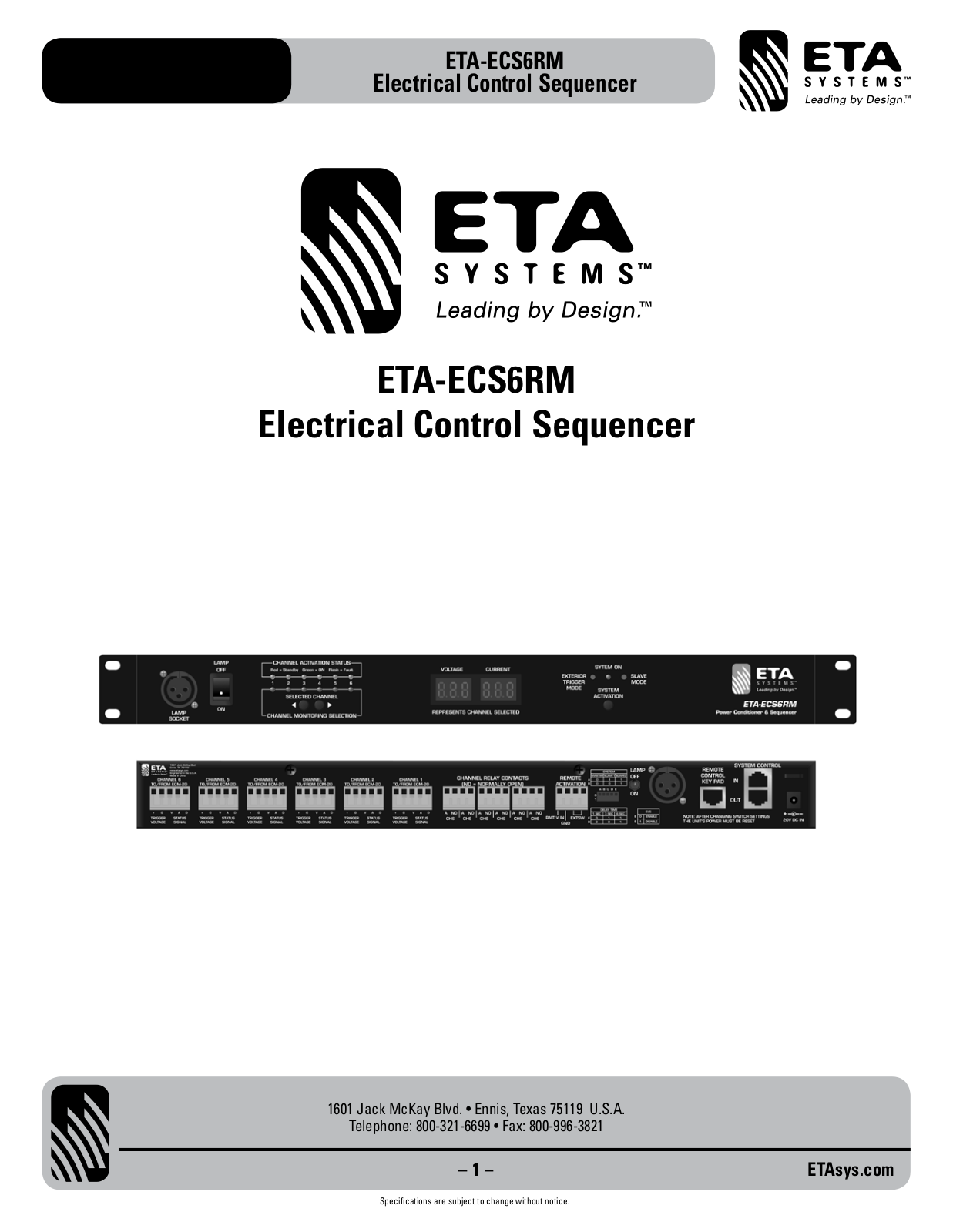 ETA Systems ETA-ECS6RM User Manual