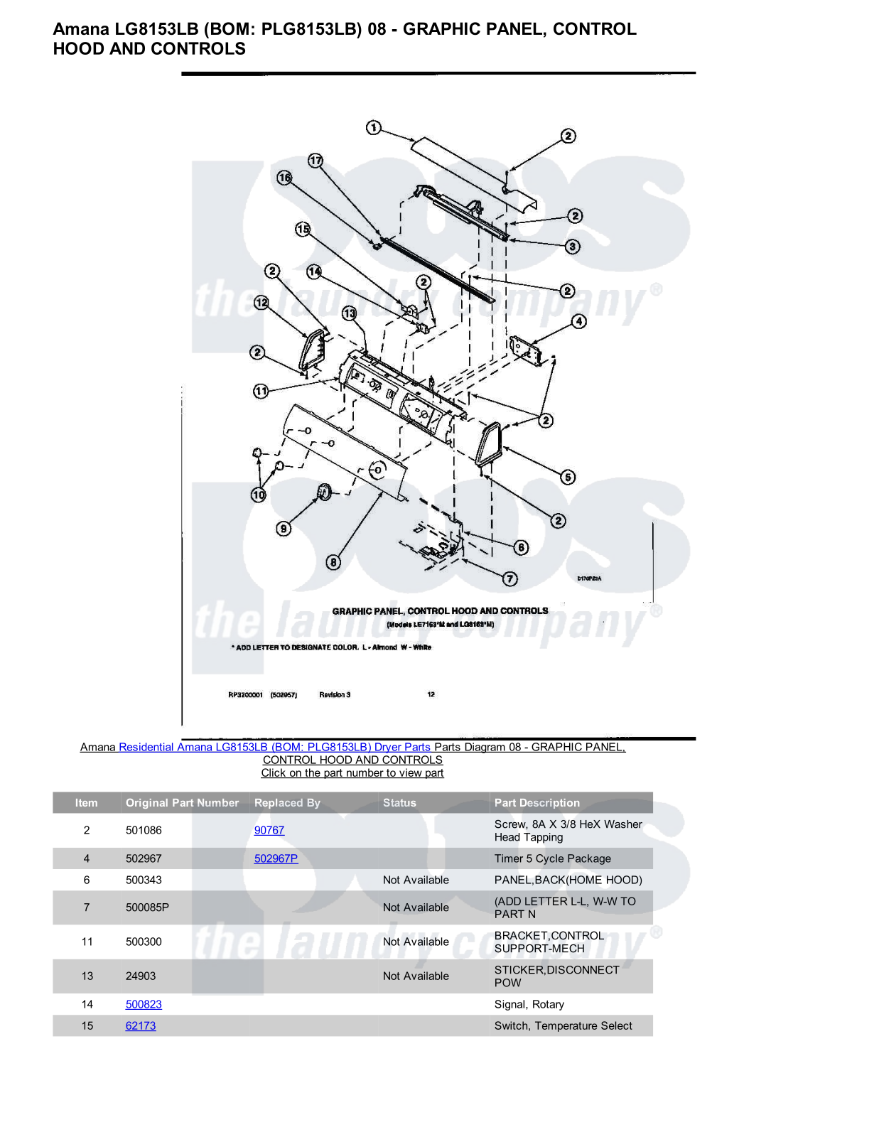 Amana LG8153LB Parts Diagram