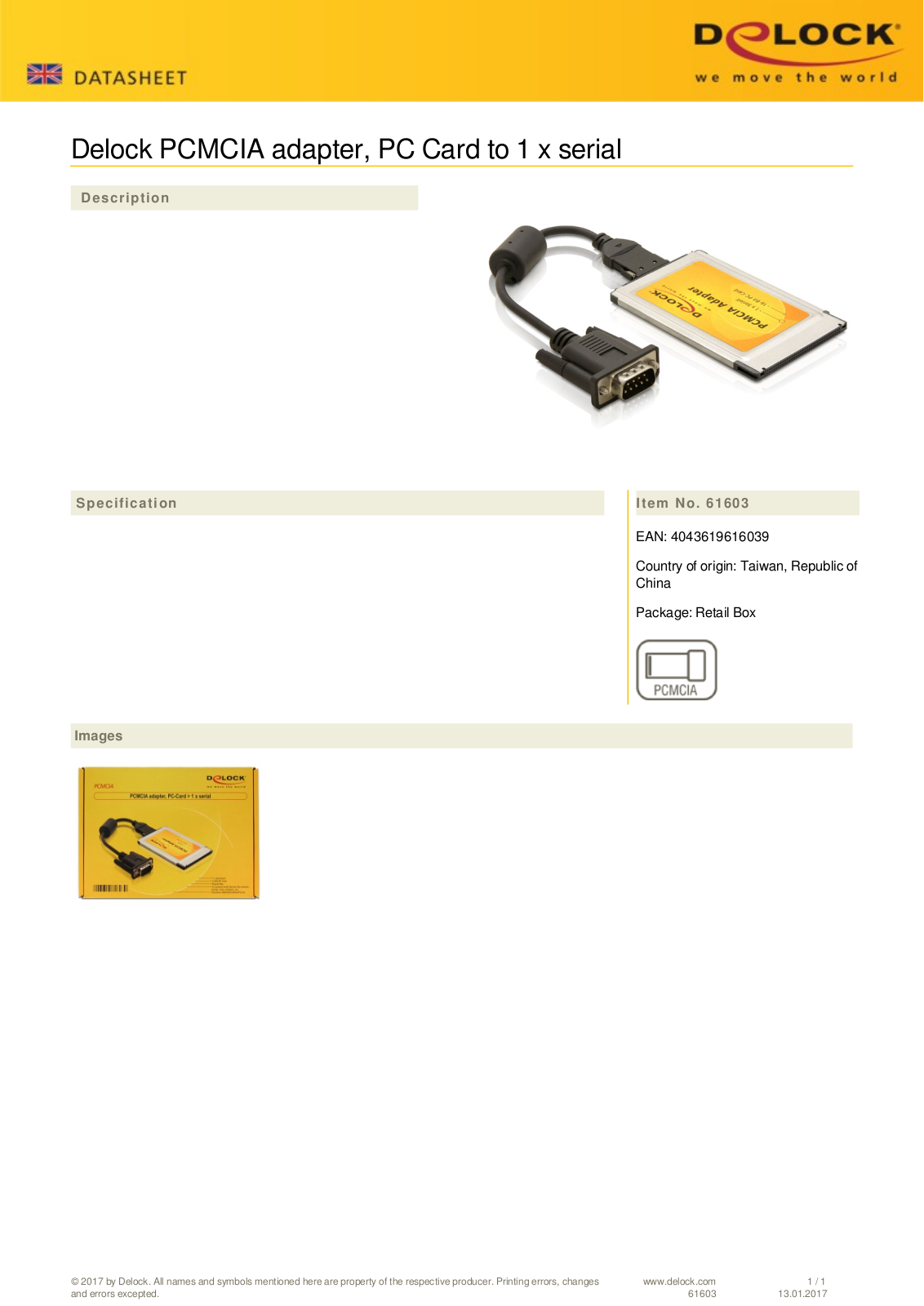 DeLOCK 1x seriell, Cardbus User Manual