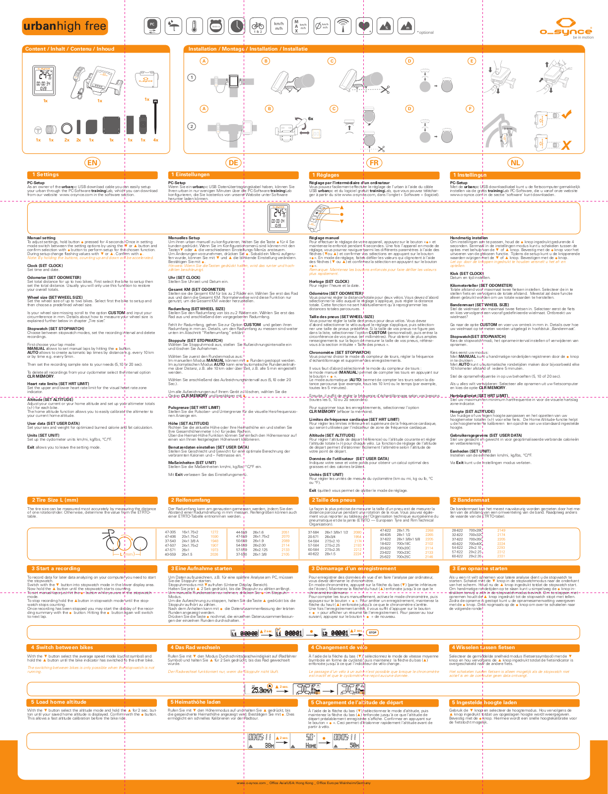 O-Synce urbanhigh free User guide