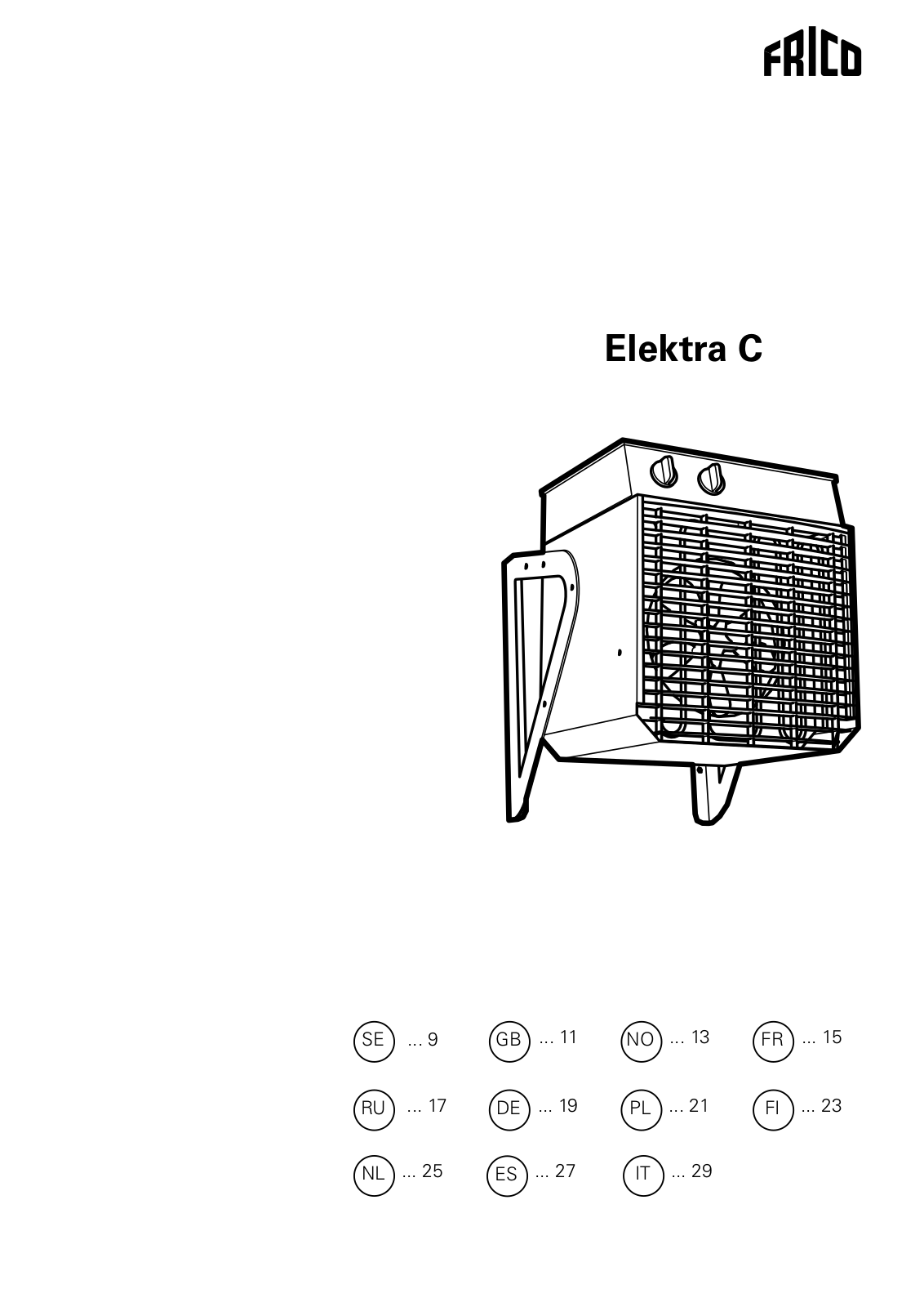 Frico Elektra C Series, Elektra ELC623, Elektra ELC331, Elektra ELC633, Elektra ELC923 Mounting And Assembly Instruction