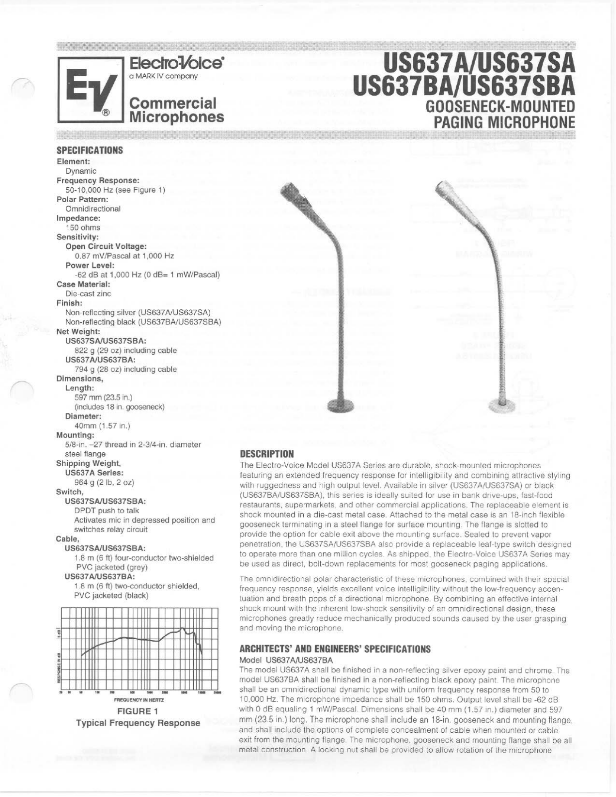 Electro-Voice US637BA, US637SA, US637SBA, US637A User Manual