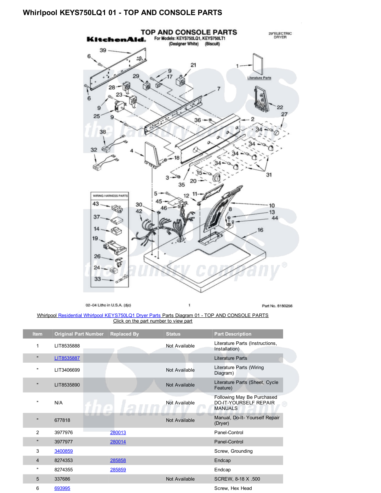 Whirlpool KEYS750LQ1 Parts Diagram