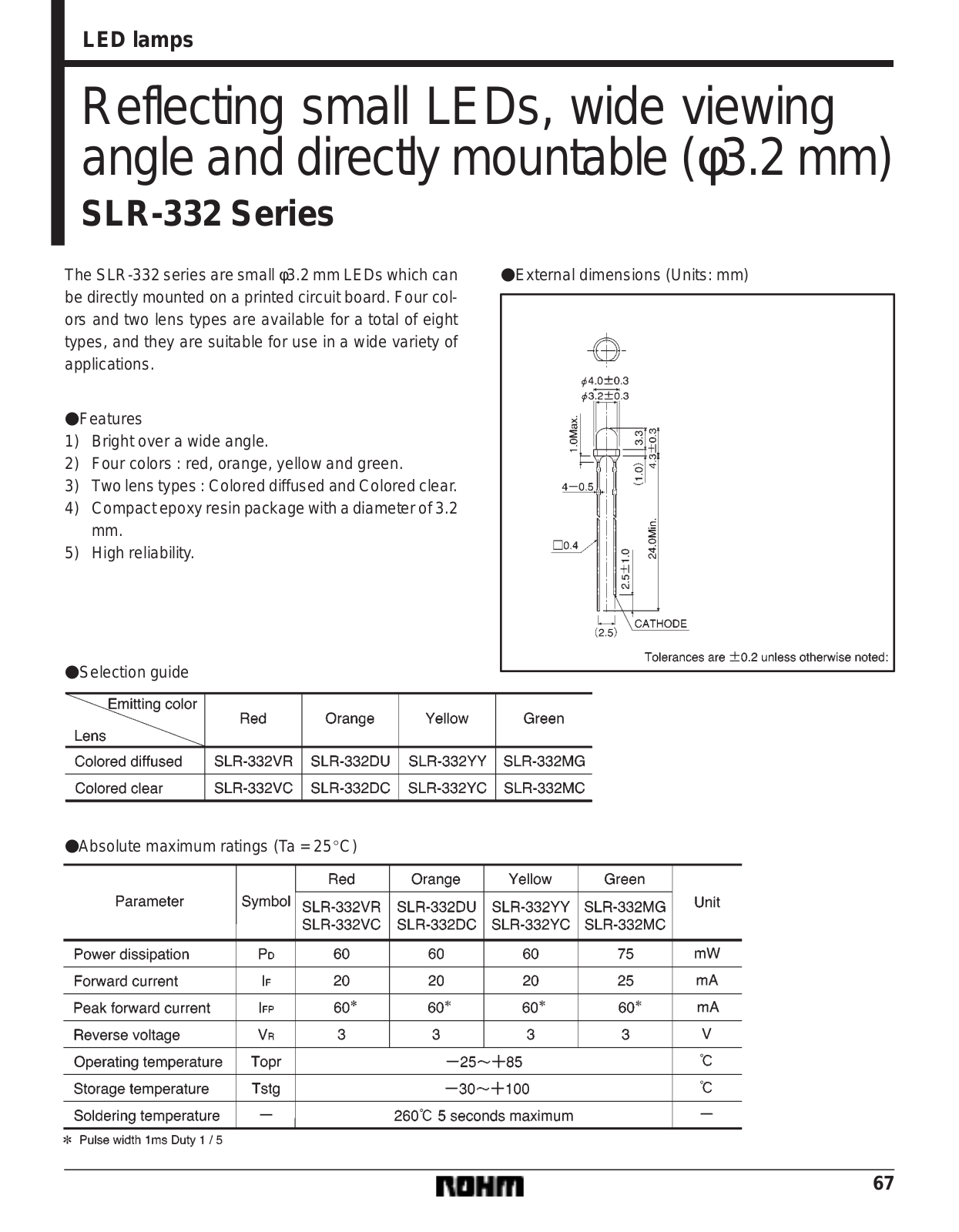 ROHM SLR-332DC, SLR-332DU, SLR-332MC, SLR-332MG, SLR-332VC Datasheet