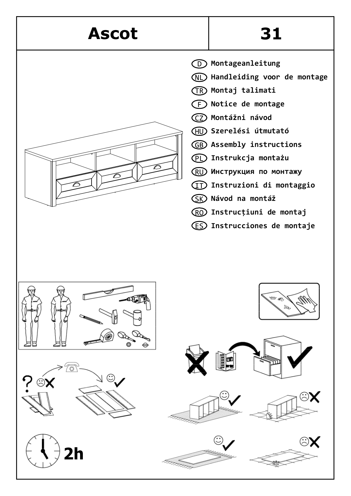 Home affaire Ascot 31 Assembly instructions