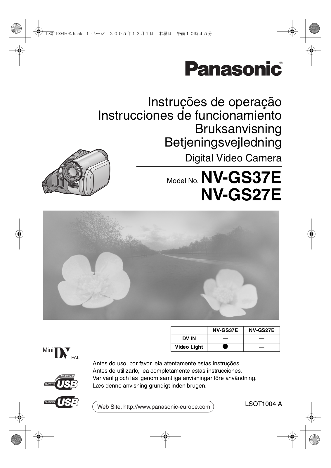Panasonic NV GS27 E User Manual
