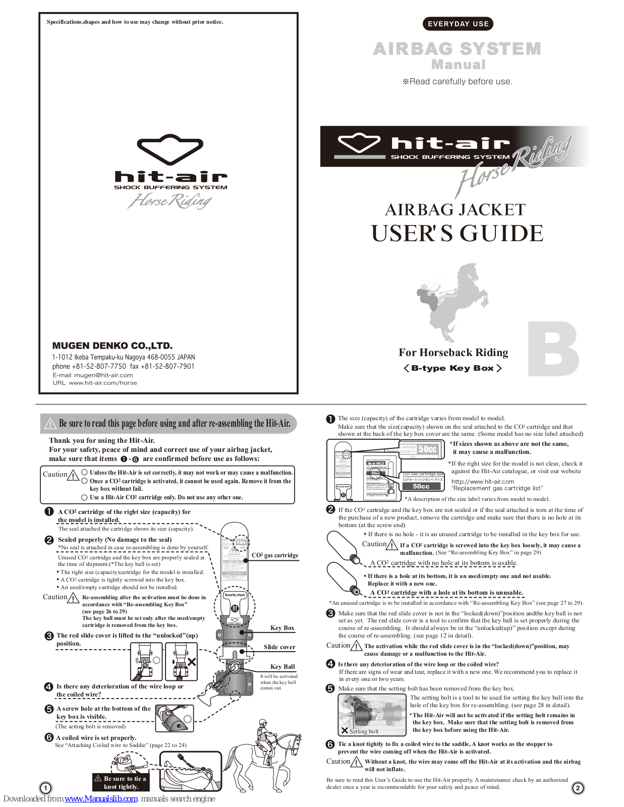 Hit-Air Vest MC, Vest J, Vest MJ, Vest JV, Vest MC2 User Manual