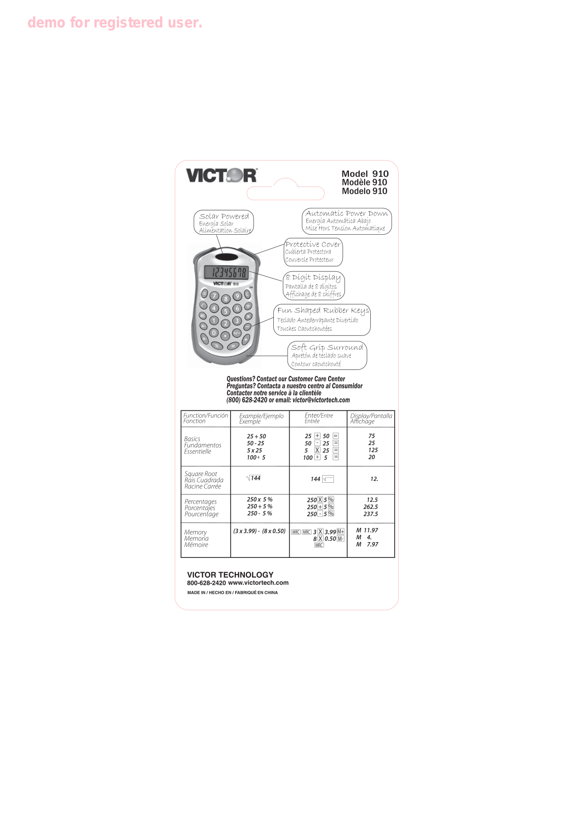 Victor 910 Instruction Manual