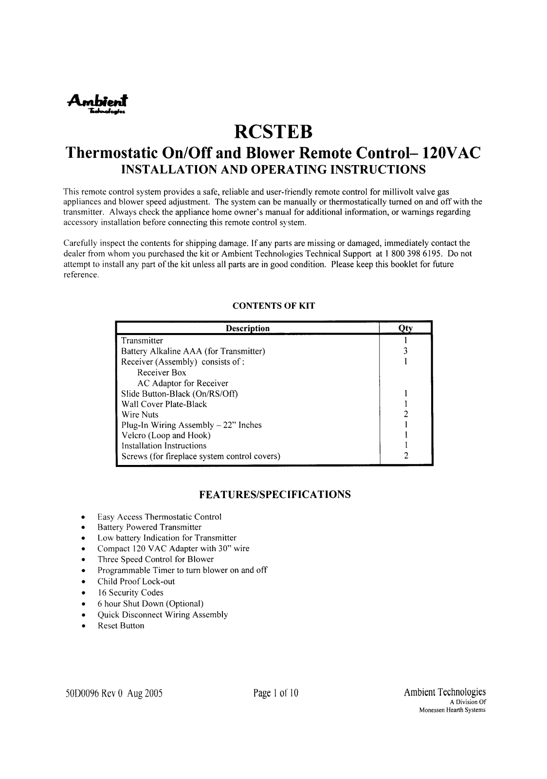 Computime RCSTEB TX User Manual