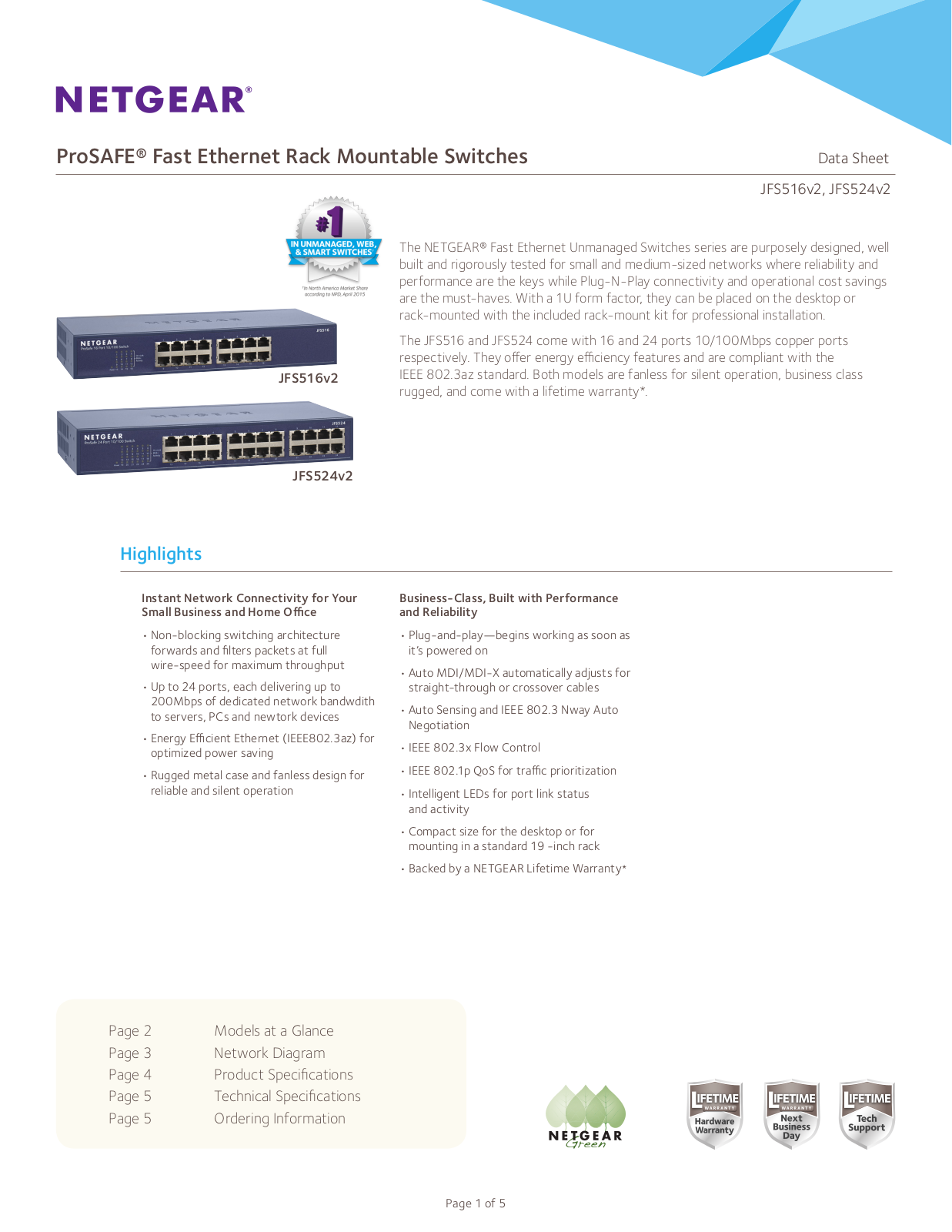 Netgear JFS524-200EUS Product Data Sheet