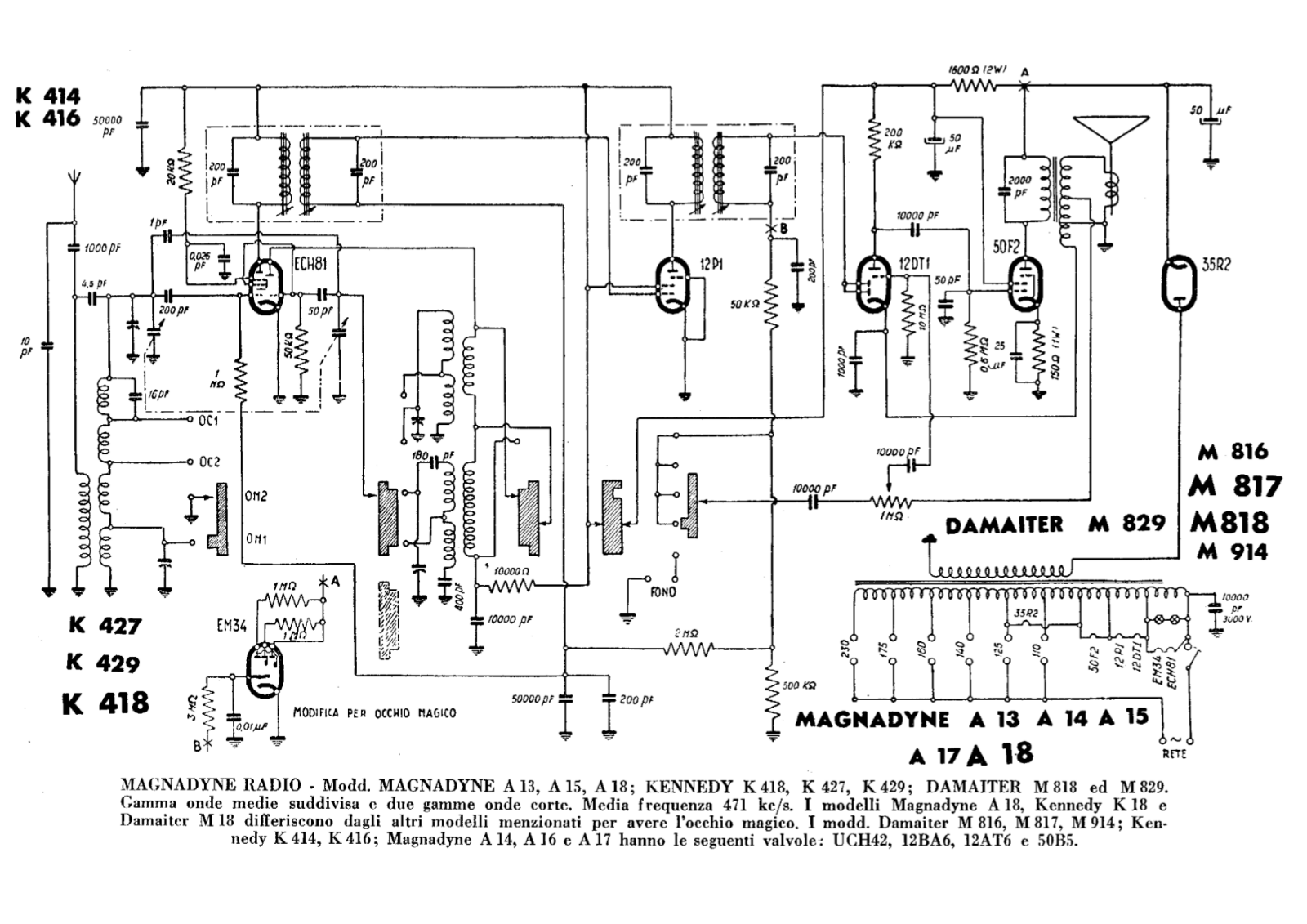 Magnadyne a13, k418, m818 schematic