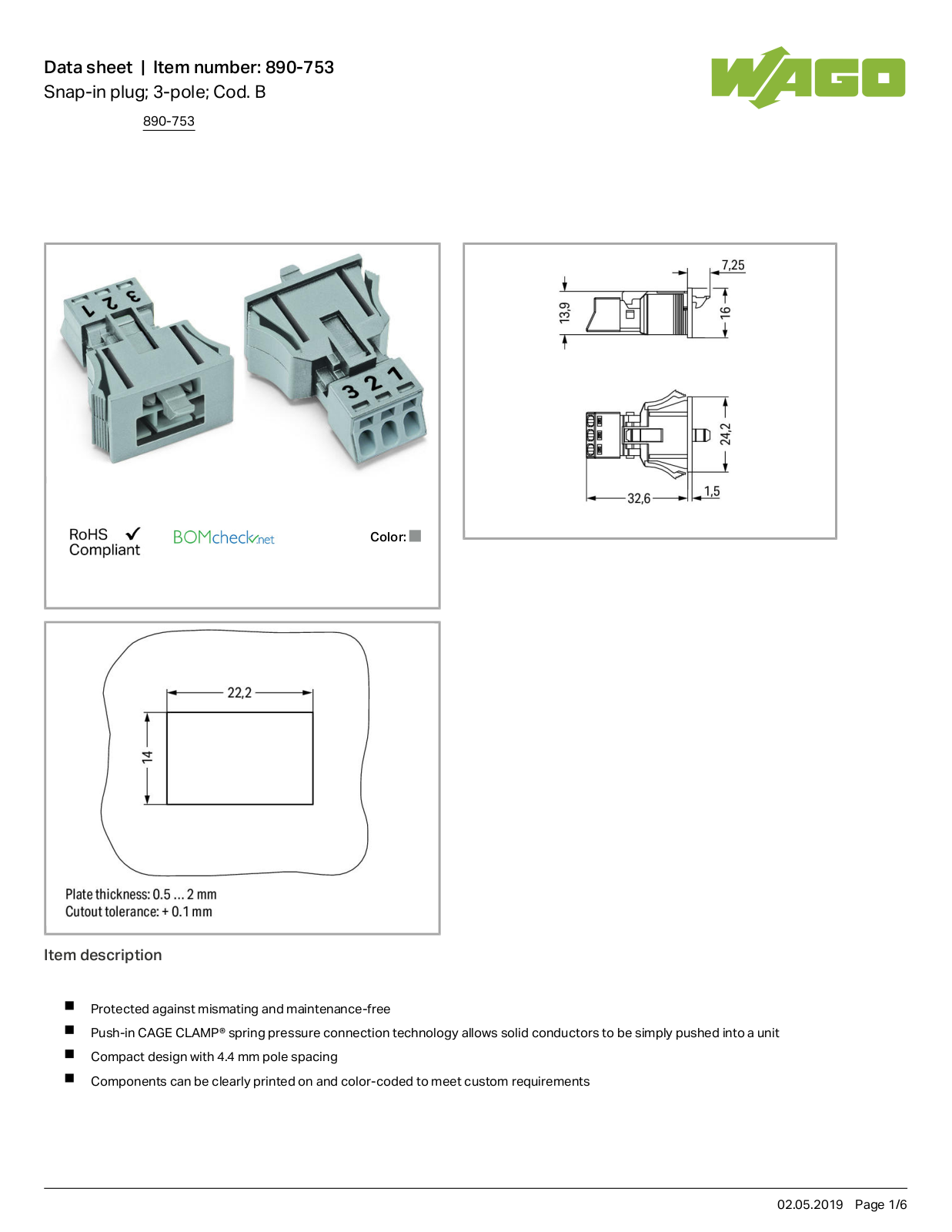 Wago 890-753 Data Sheet