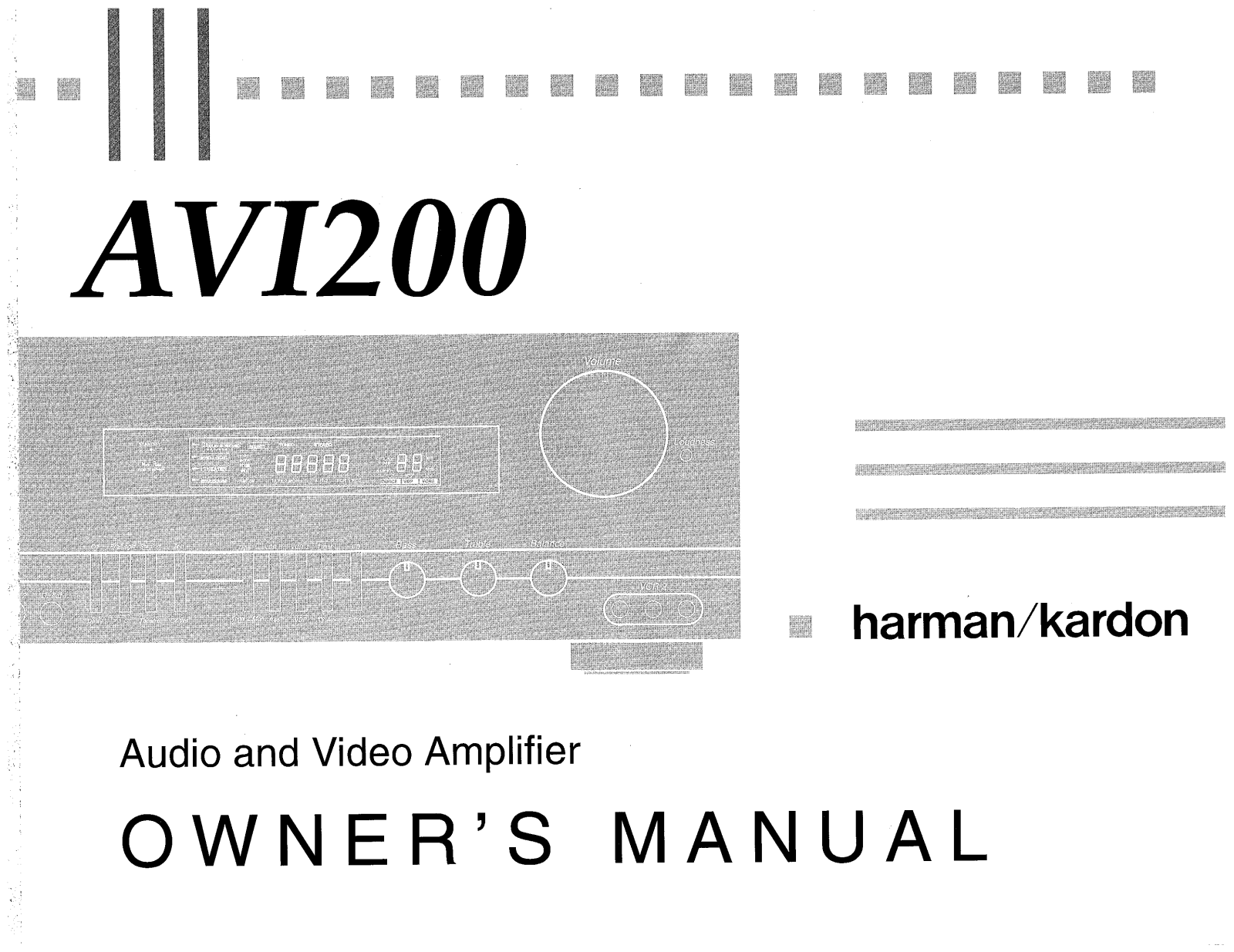 Harman Kardon AVI-200 Owners manual