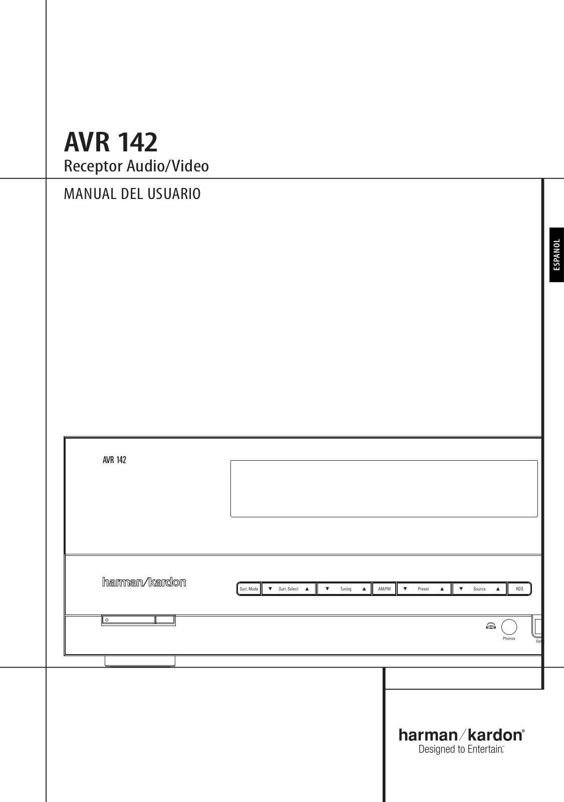 Harman kardon AVR 142 User Manual