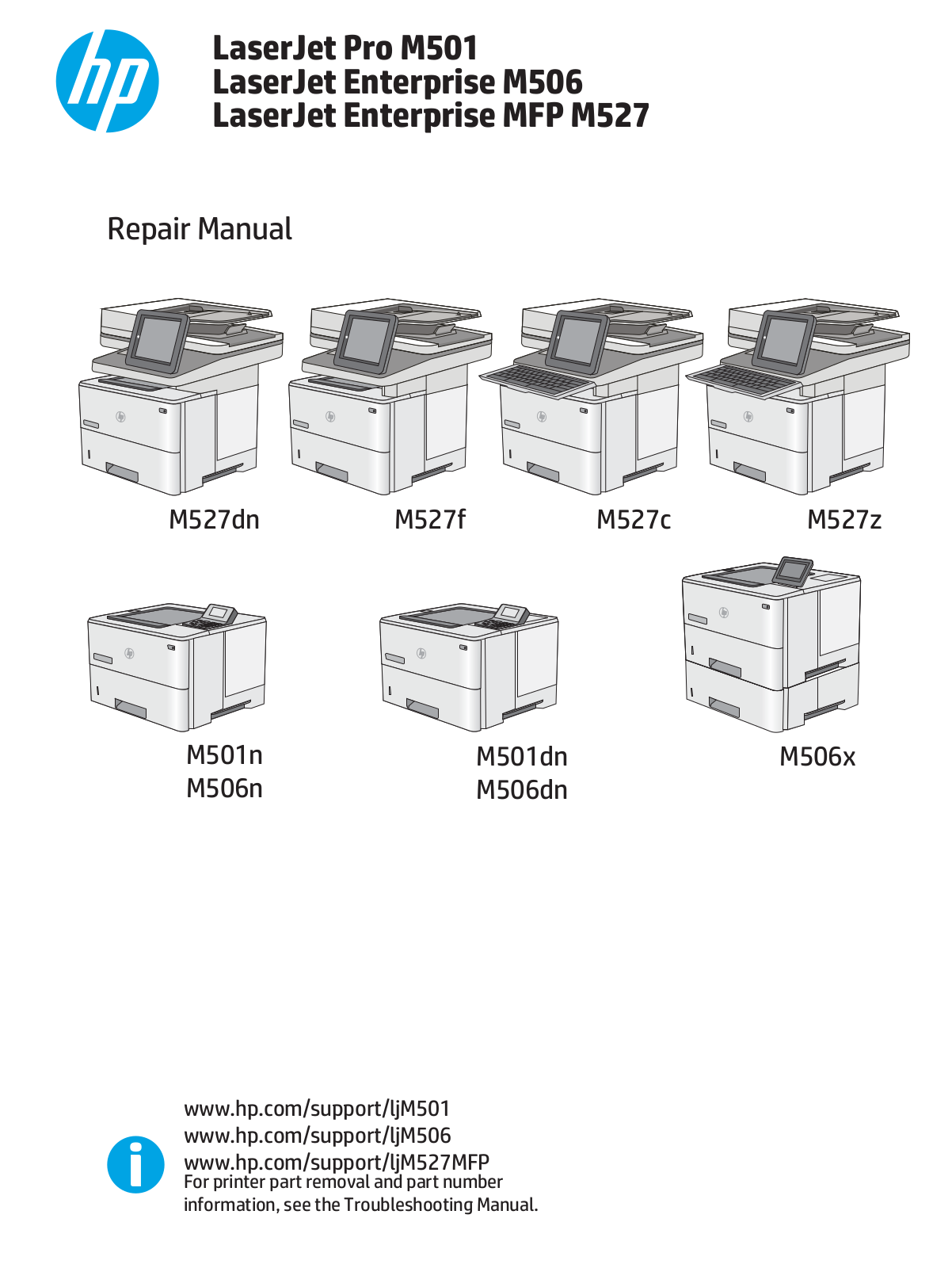 HP LaserJet Enterprise M506, LaserJet Pro M501, LaserJet Enterprise MFP M527 Repair Manual