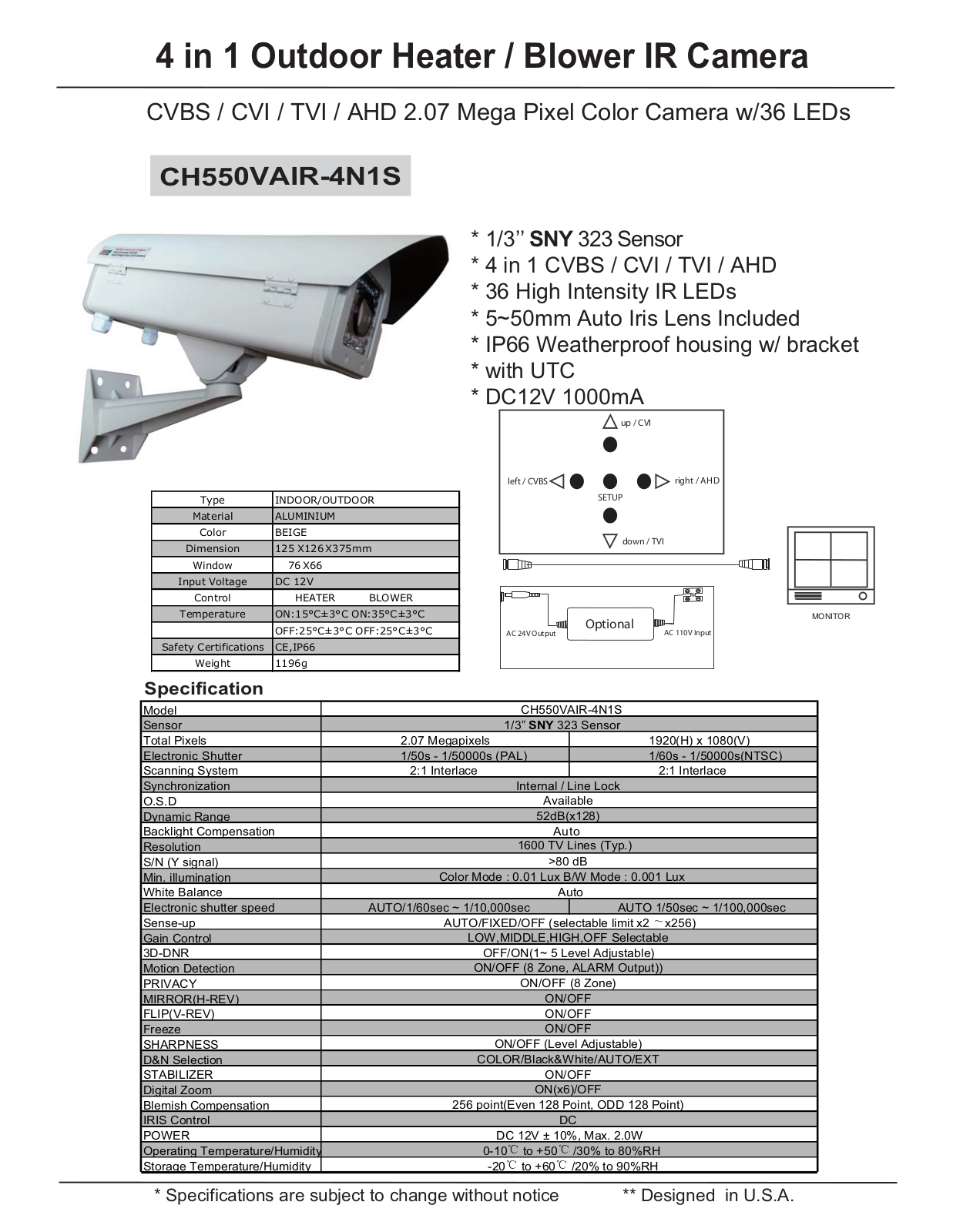 COP-USA CH550VAIR-4N1S Specsheet