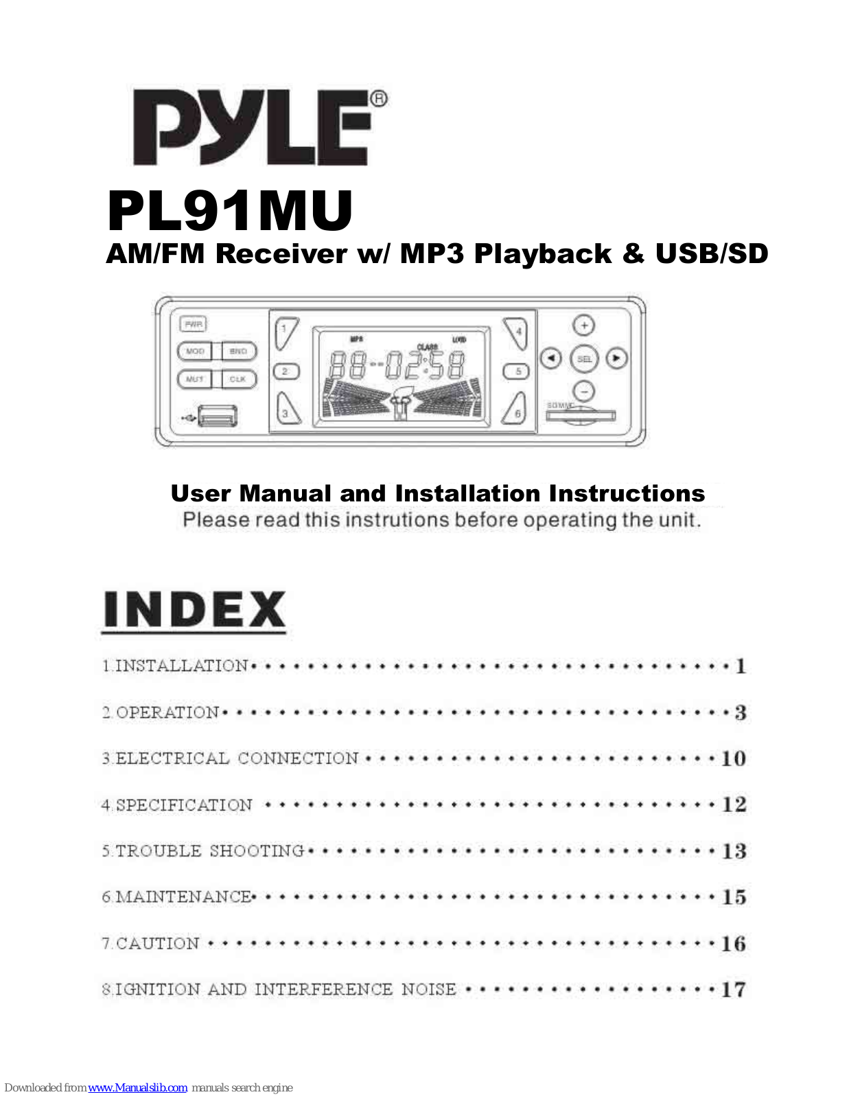 Pyle PL91MU User Manual - ManualMachine.com