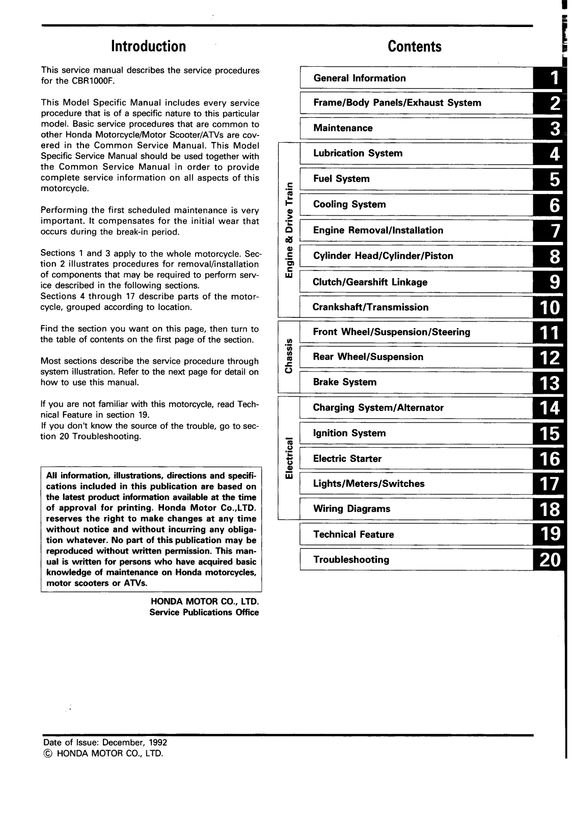 Honda CBR1000F (1992-1995) User Manual