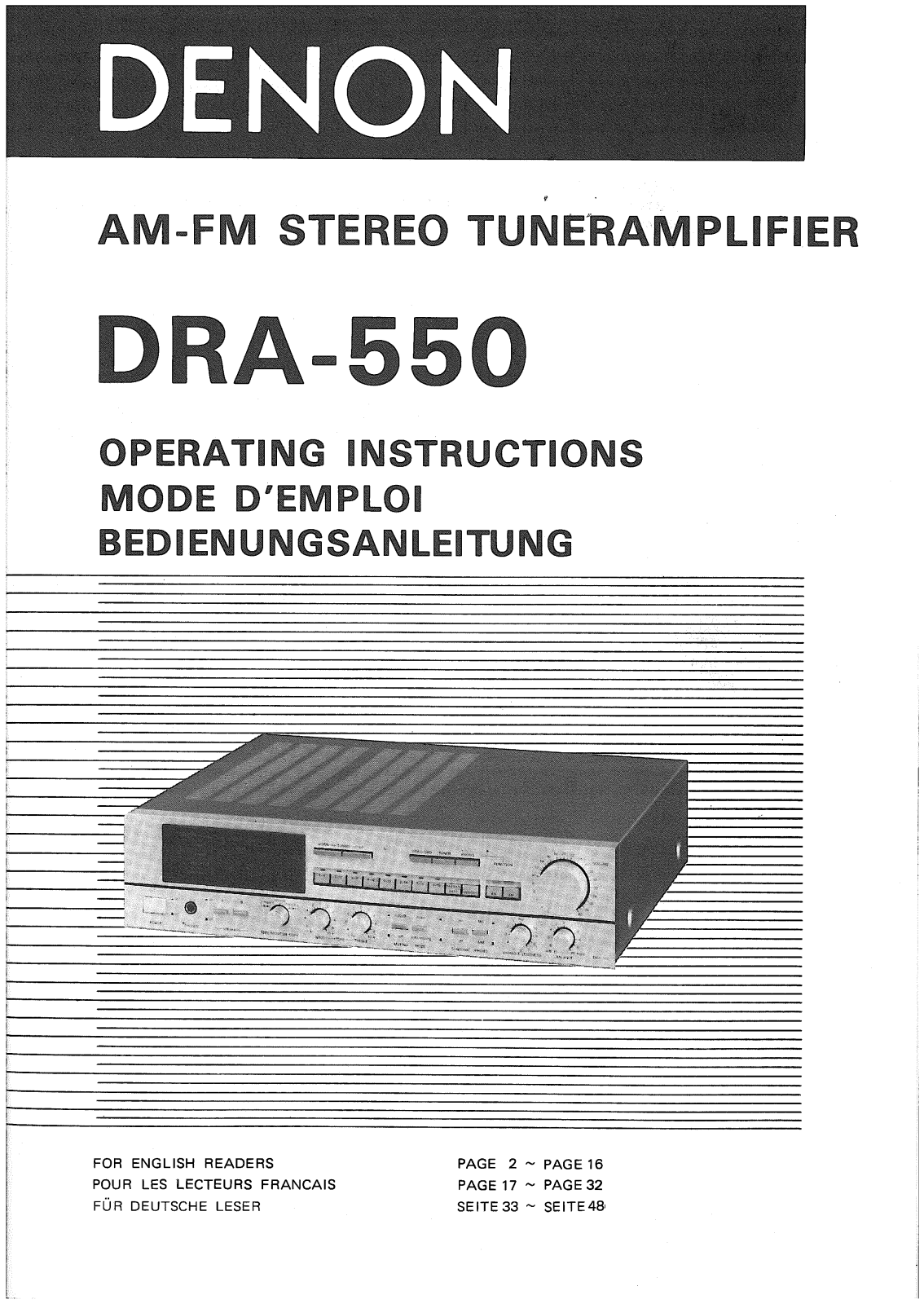 Denon DRA-550 Owner's Manual