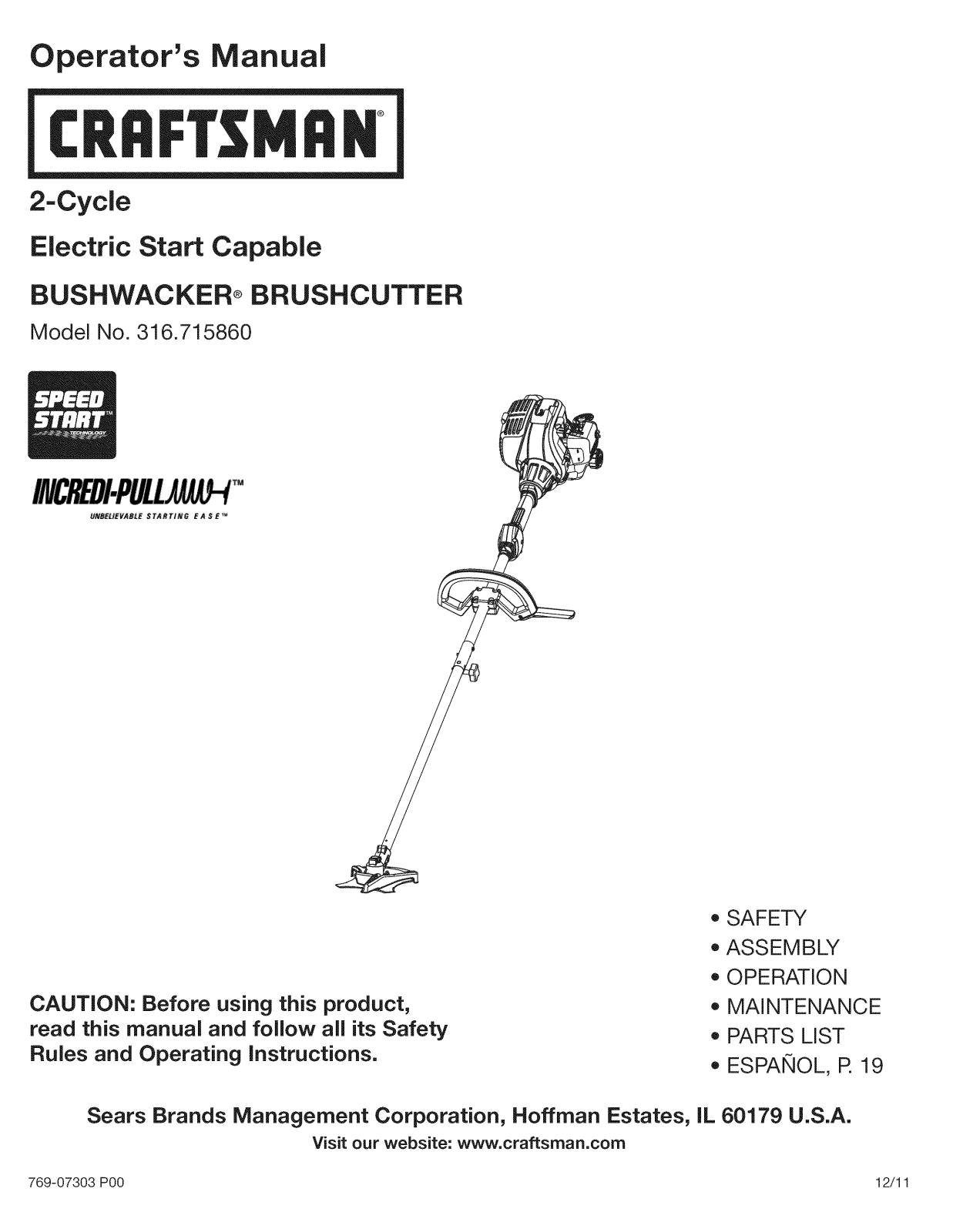 Craftsman 316715860 Owner’s Manual