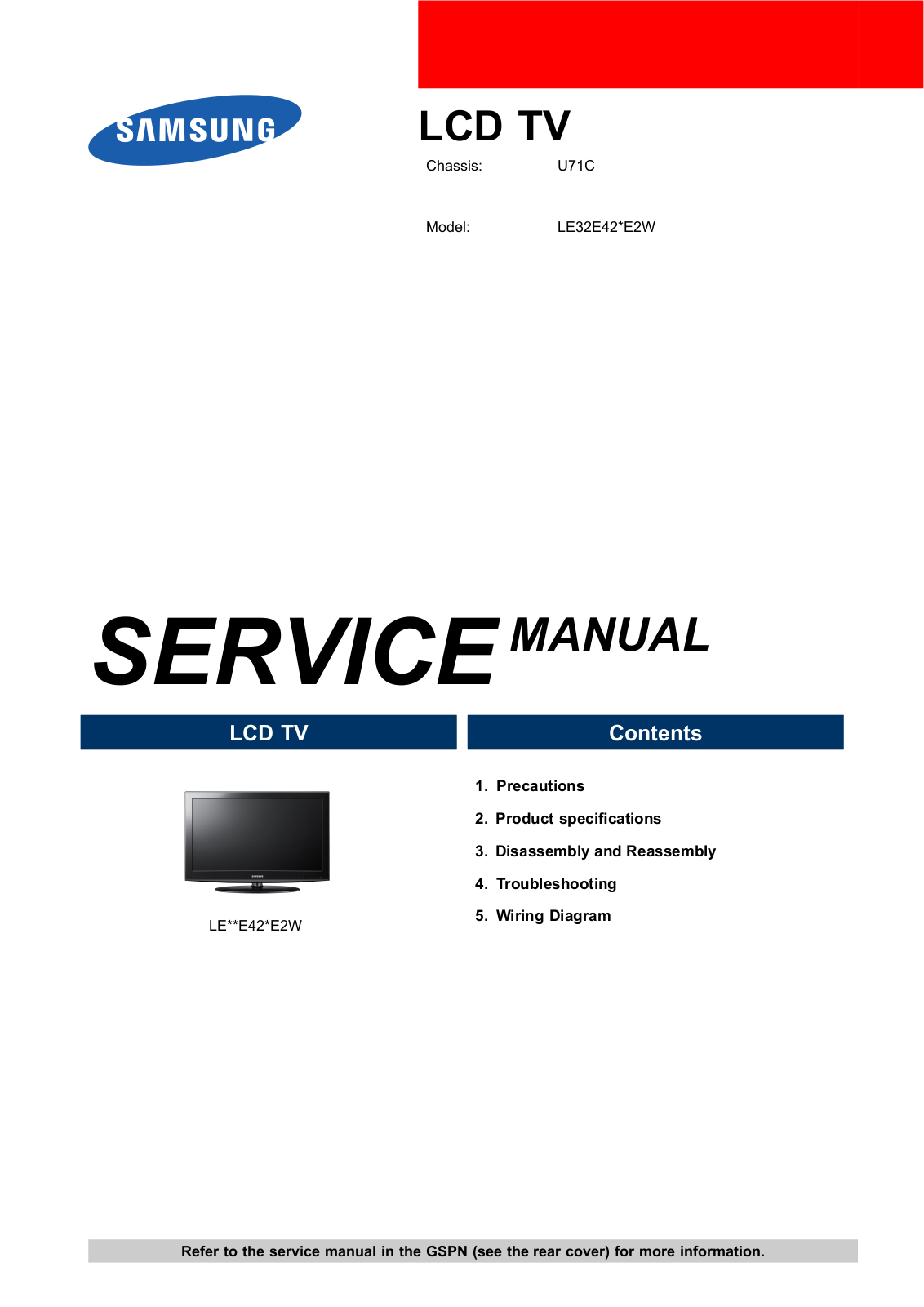 Samsung LE32E42 Service manual