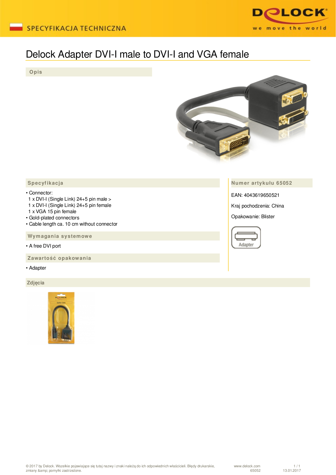 DeLOCK DVI-D 18+1-HDMI type-A cable 5m User Manual