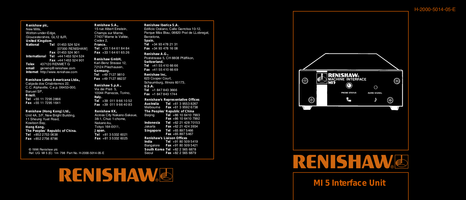 Renishaw MI5 Installation And User Manual