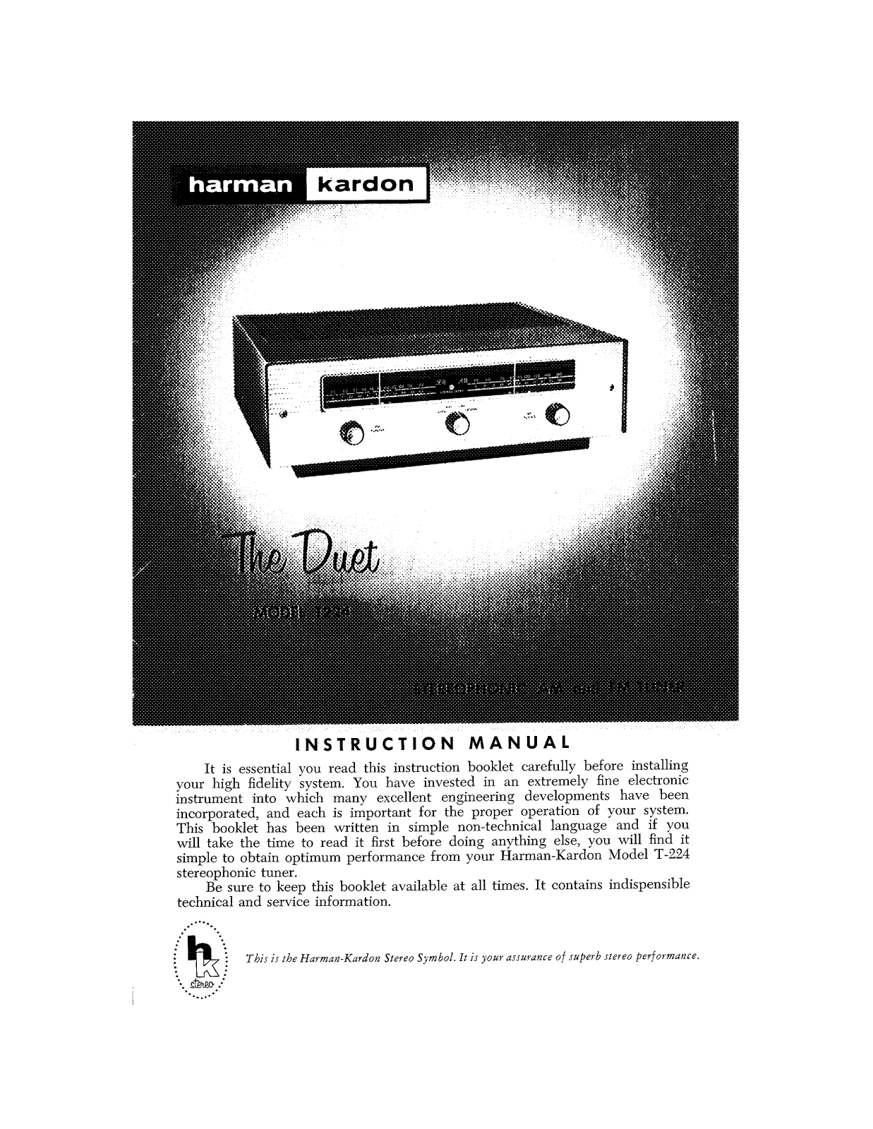 Harman Kardon T-224 Owners manual