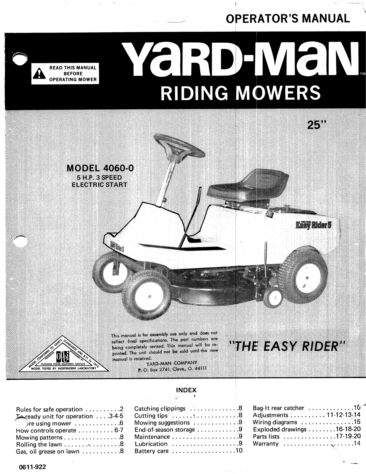 yard-man 4060-0 owners Manual