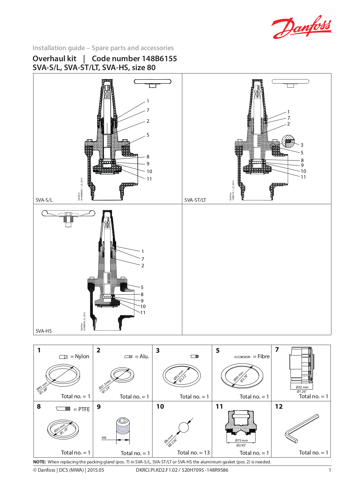 Danfoss SVA-S 80, SVA-L 80, SVA-ST 80, SVA-LT 80, SVA-HS 80 Installation guide