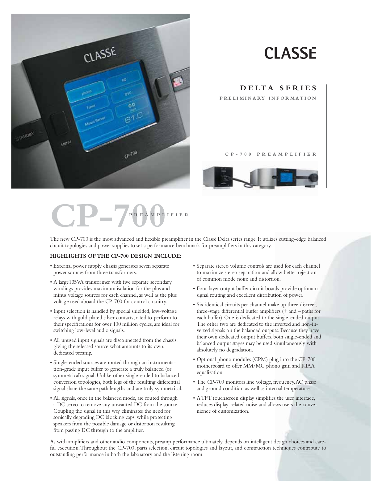 Classe Audio CP-700 Brochure