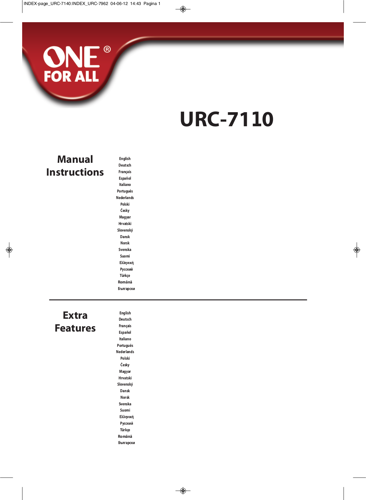 One for All URC 7110 User Manual