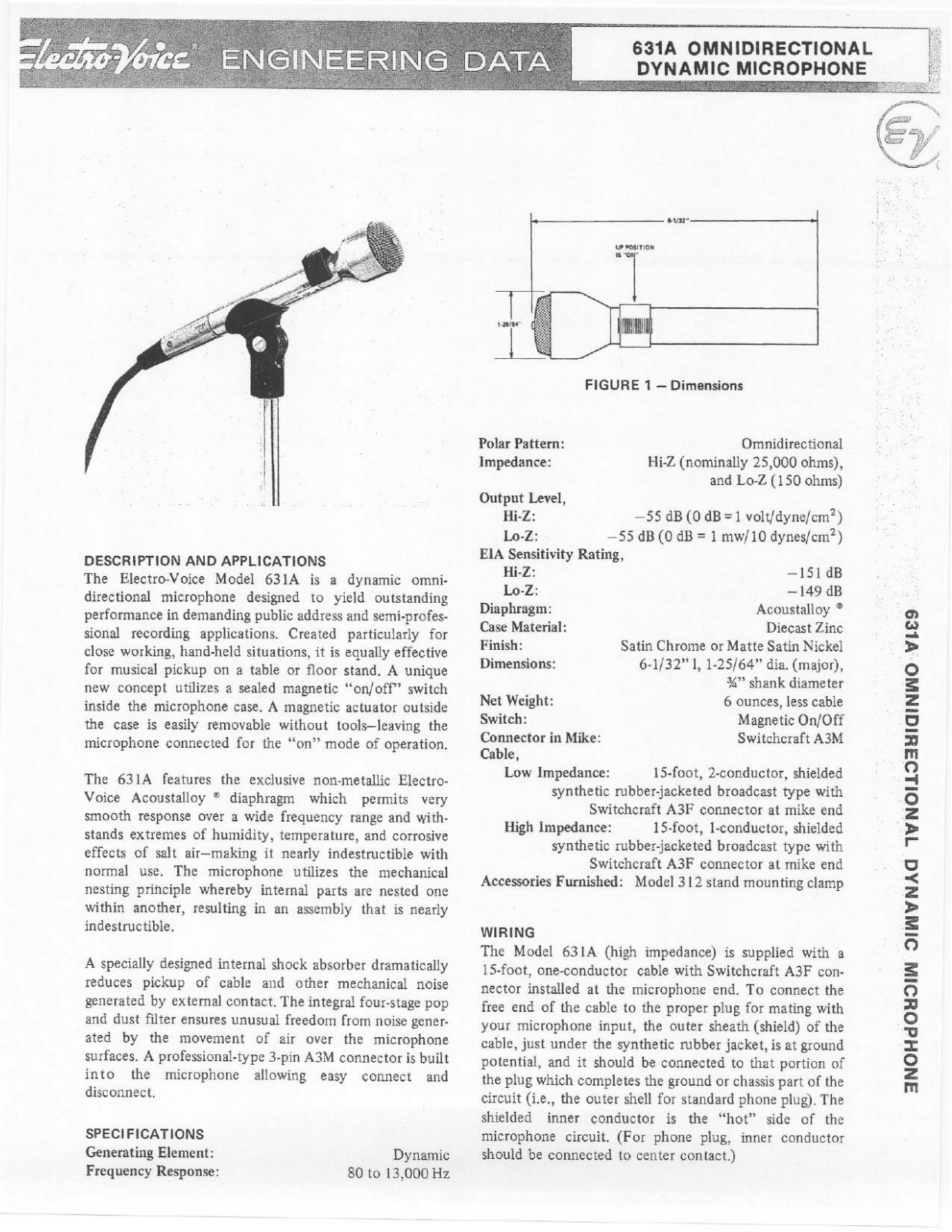 Electro-voice 631A DATASHEET