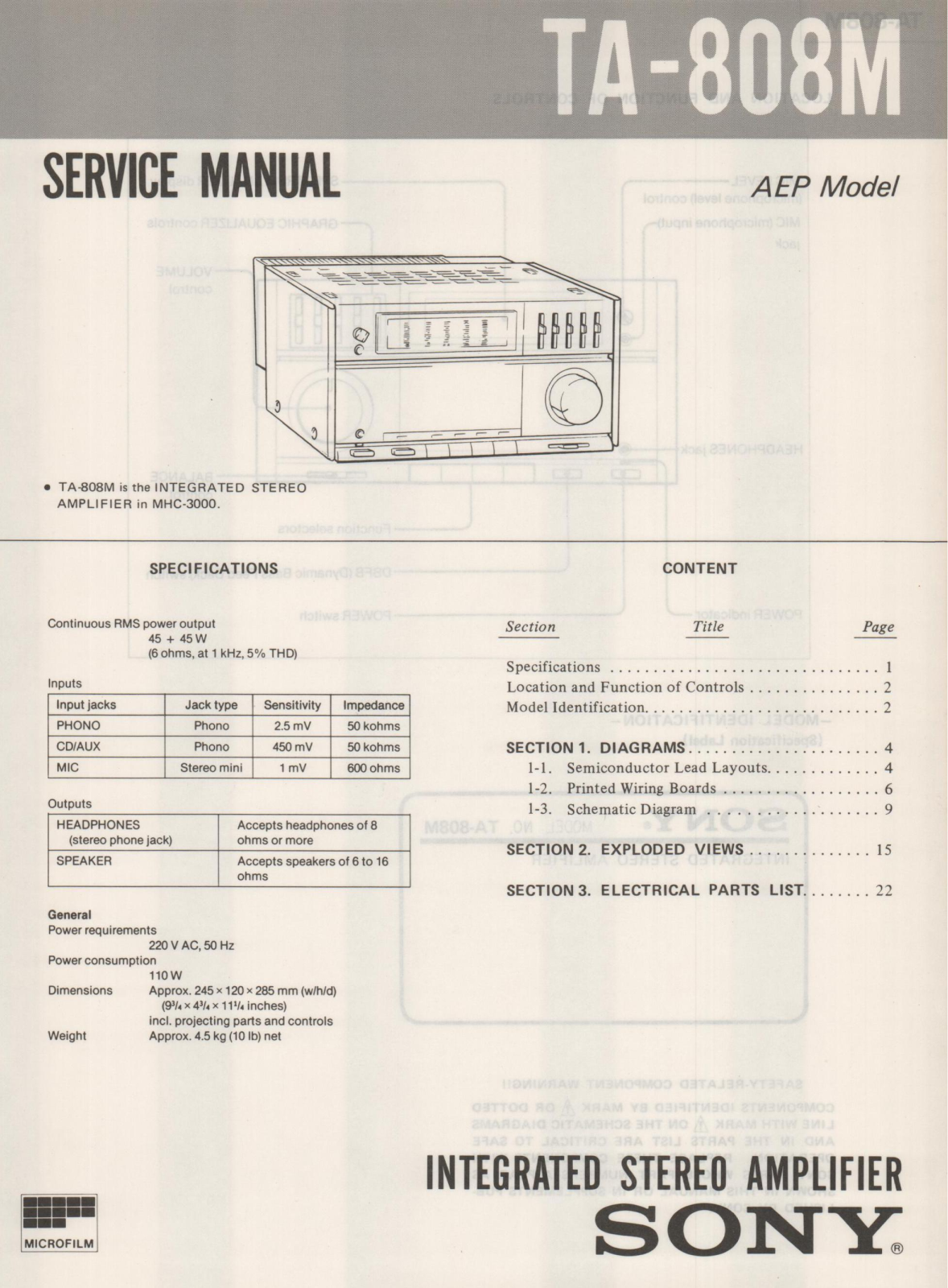 Sony TA-808M Service Manual