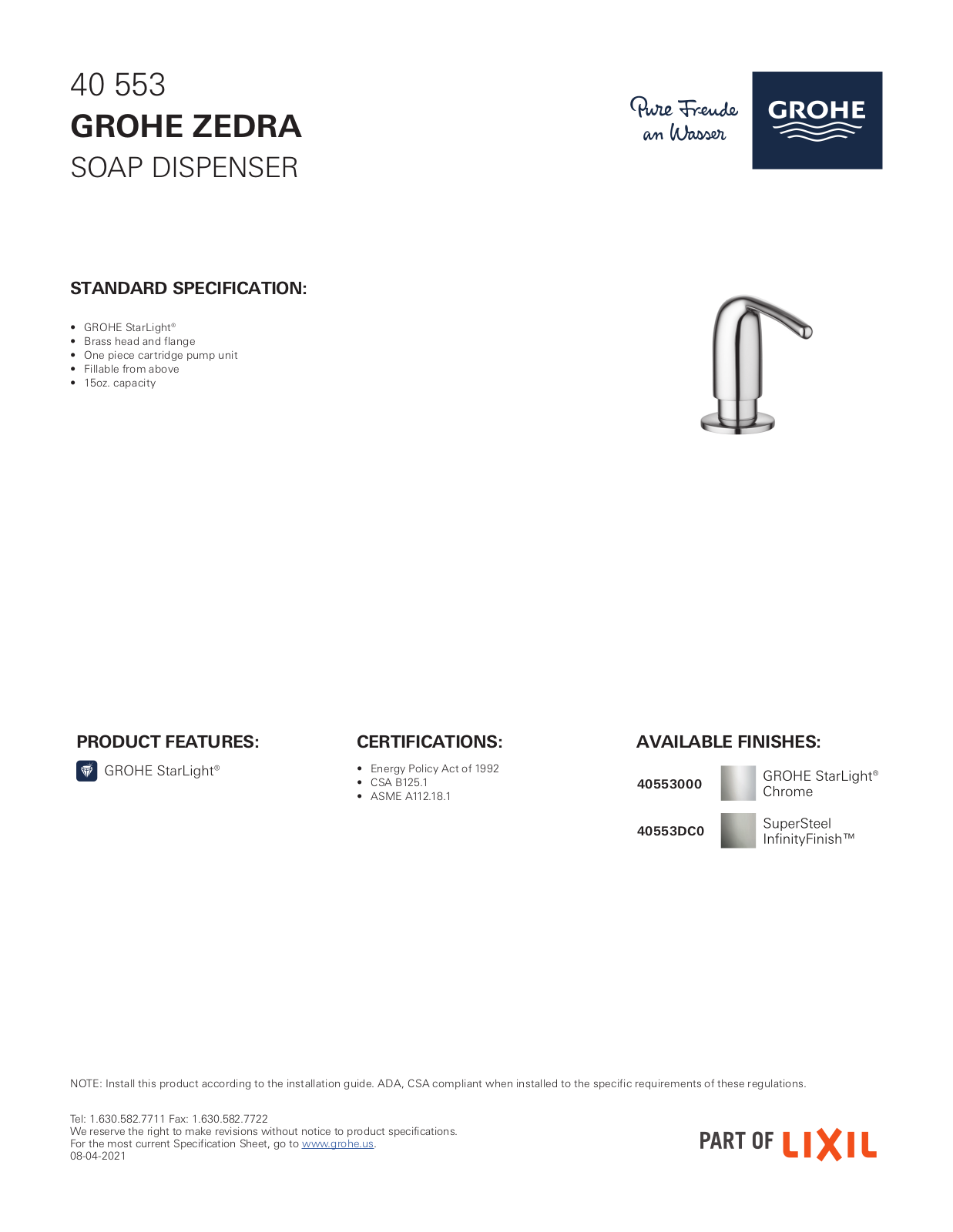 GROHE GRH4359 Specifications - ManualMachine.com