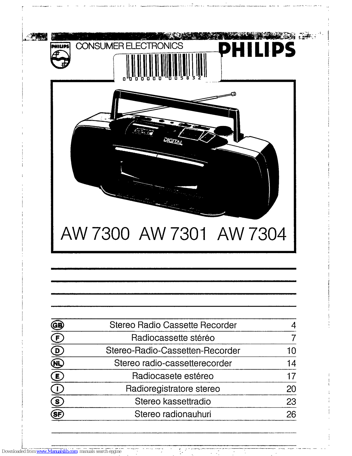 Philips AW7300, AW7301 User Manual - ManualMachine.com