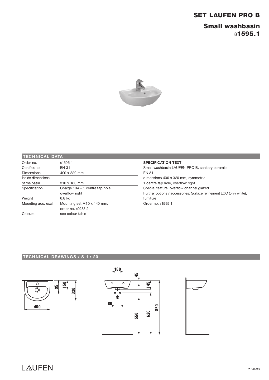 Laufen 8.1595.1 Datasheet - ManualMachine.com