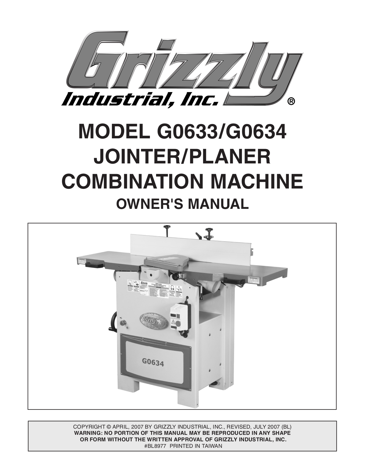 Grizzly G0633, G0634 User Manual