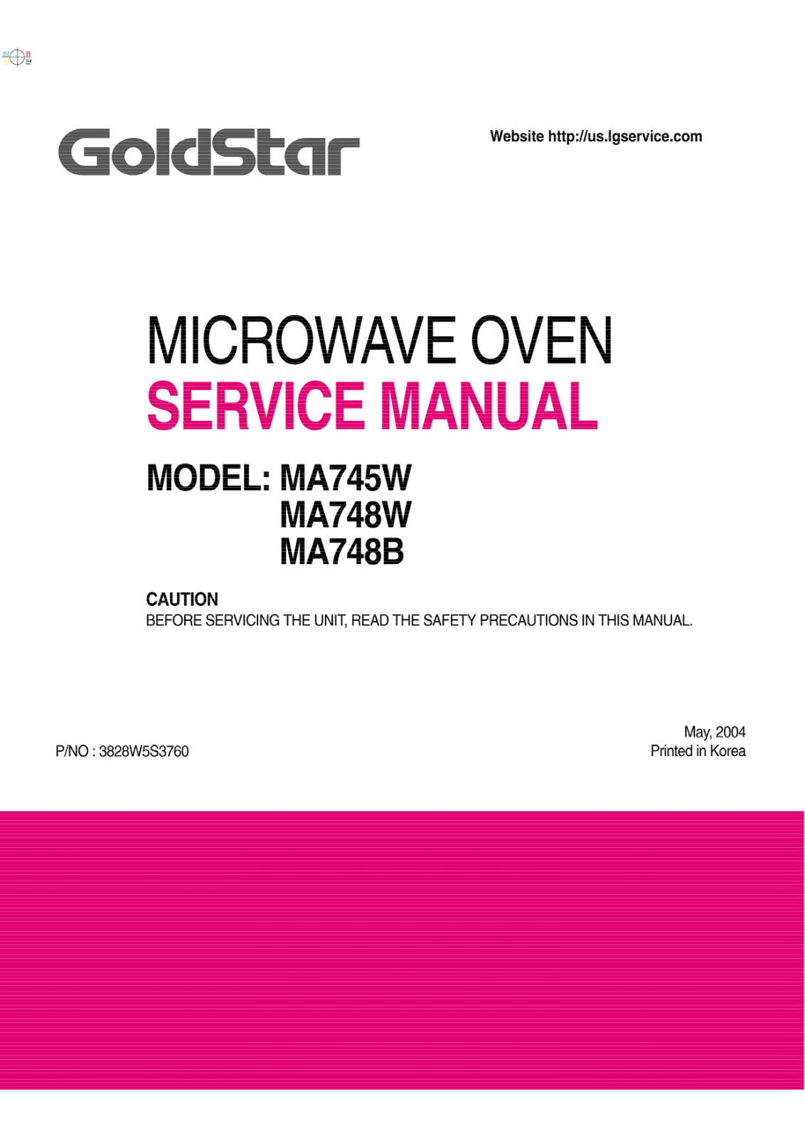 Goldstar Ma748b, Ma748b01, Ma745w, Ma748w01, Ma748w Service Manual