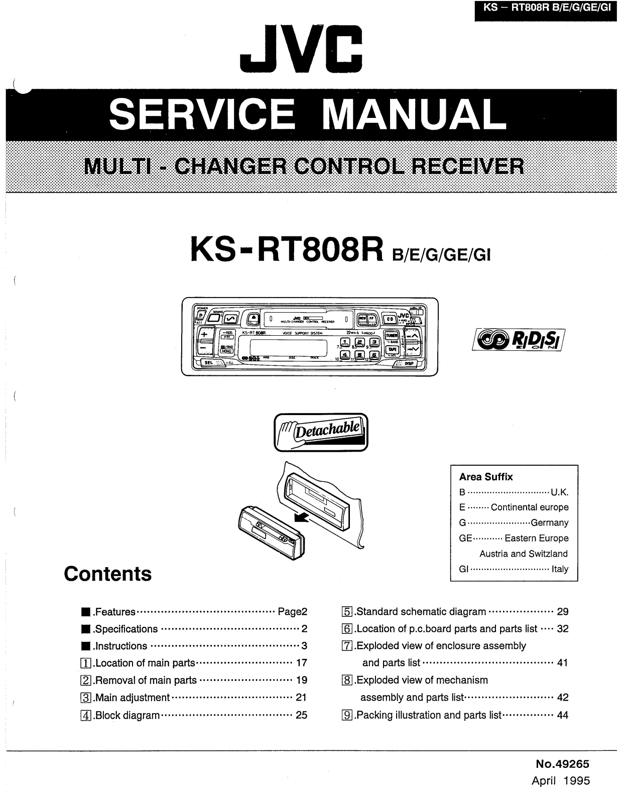 JVC KS-RT808RB, KS-RT808RE, KS-RT808RG, KS-RT808RGE, KS-RT808RGI Service Manual