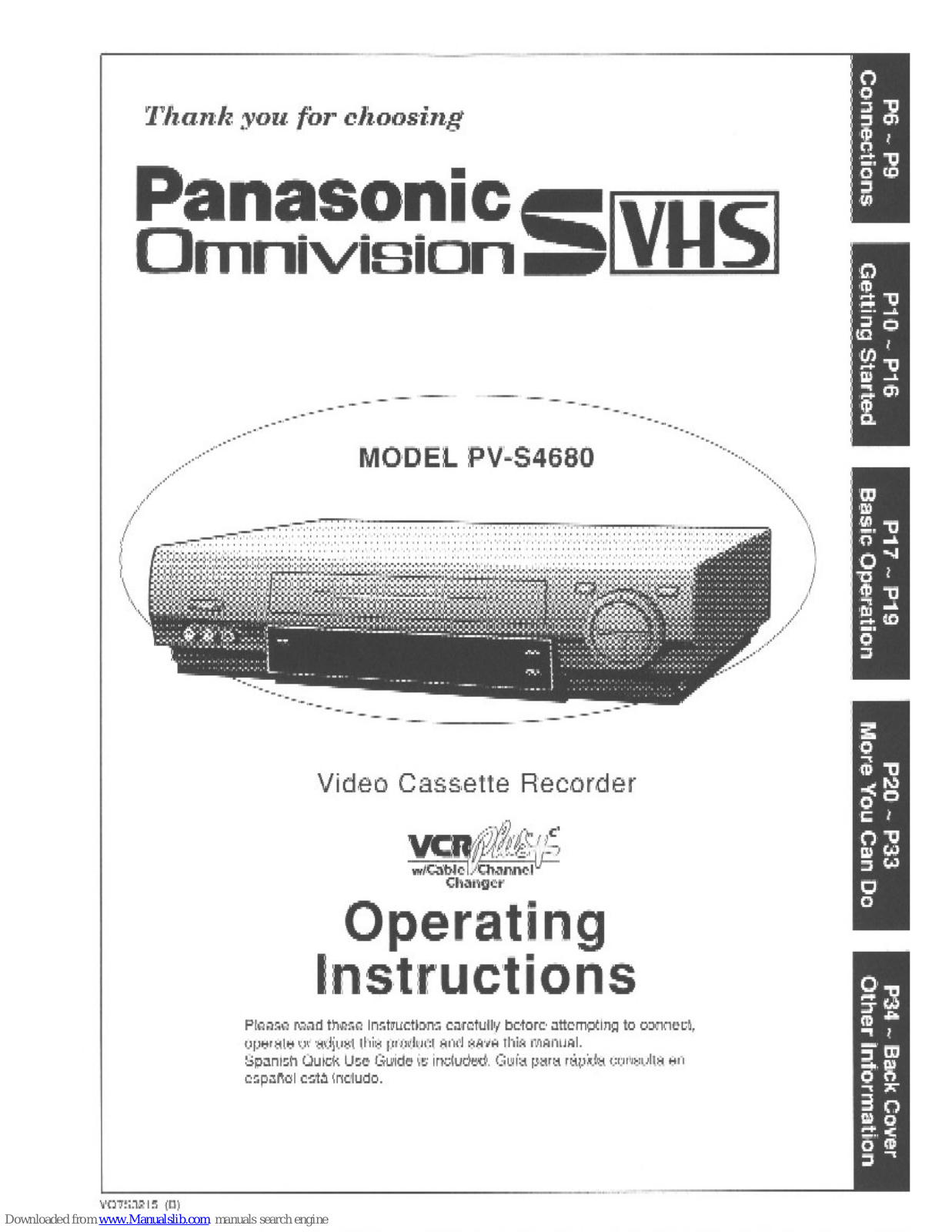 Panasonic Omnivision PV-S4680 User Manual