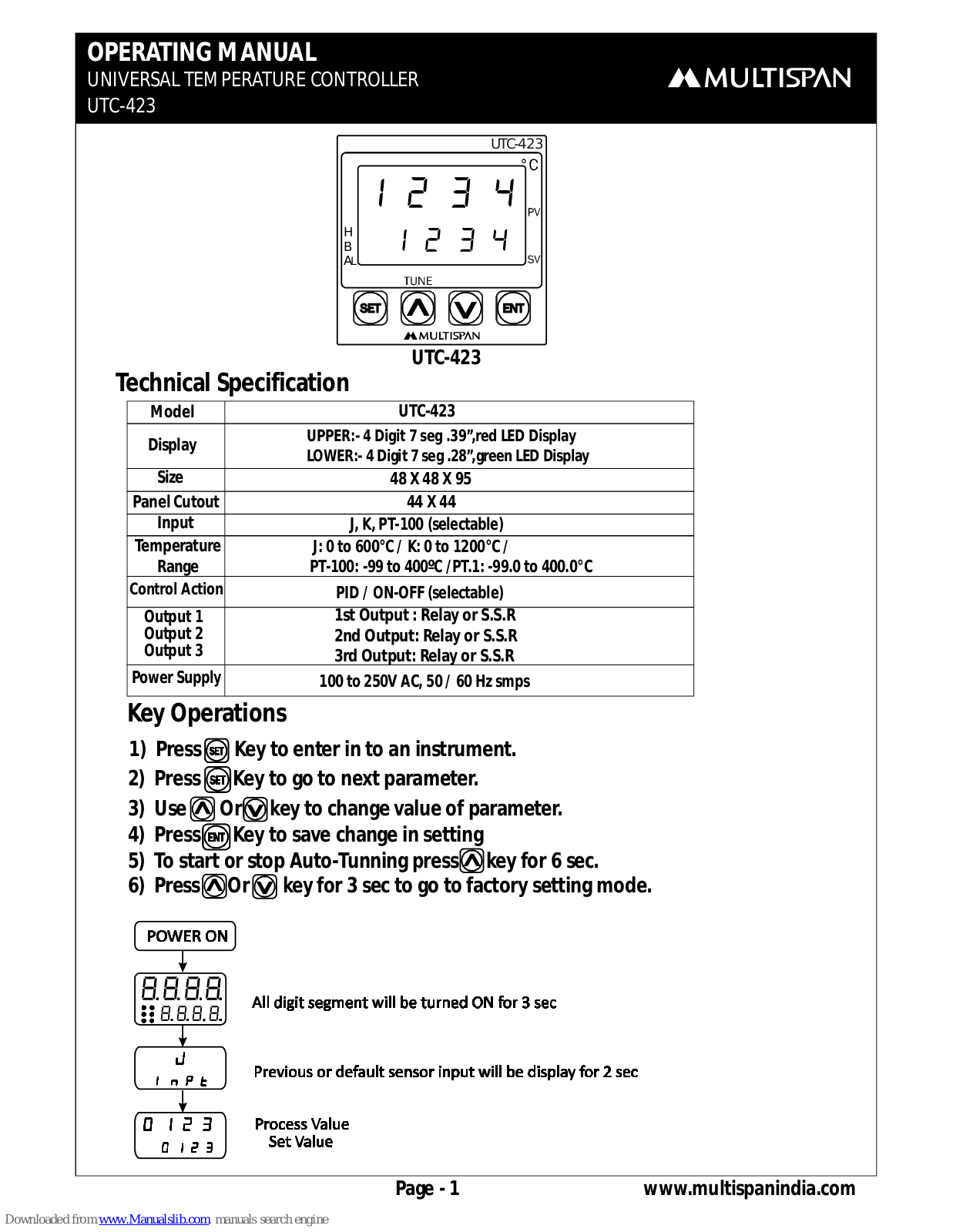 MULTISPAN UTC-423 Operating Manual - ManualMachine.com