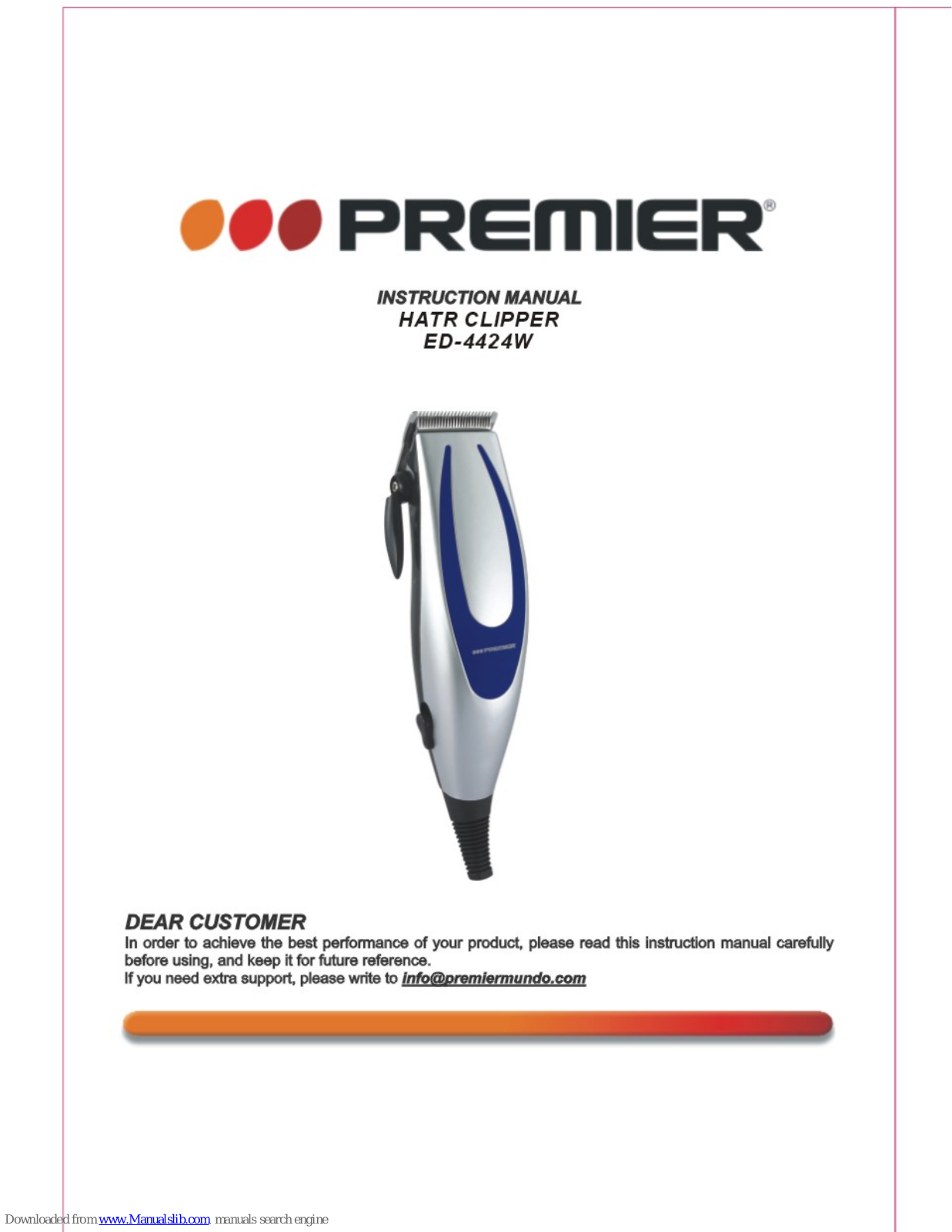 Premier ED-4424W Instruction Manual - ManualMachine.com