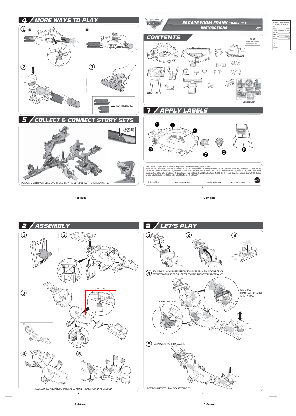 Fisher-Price CDR37 Instruction Sheet